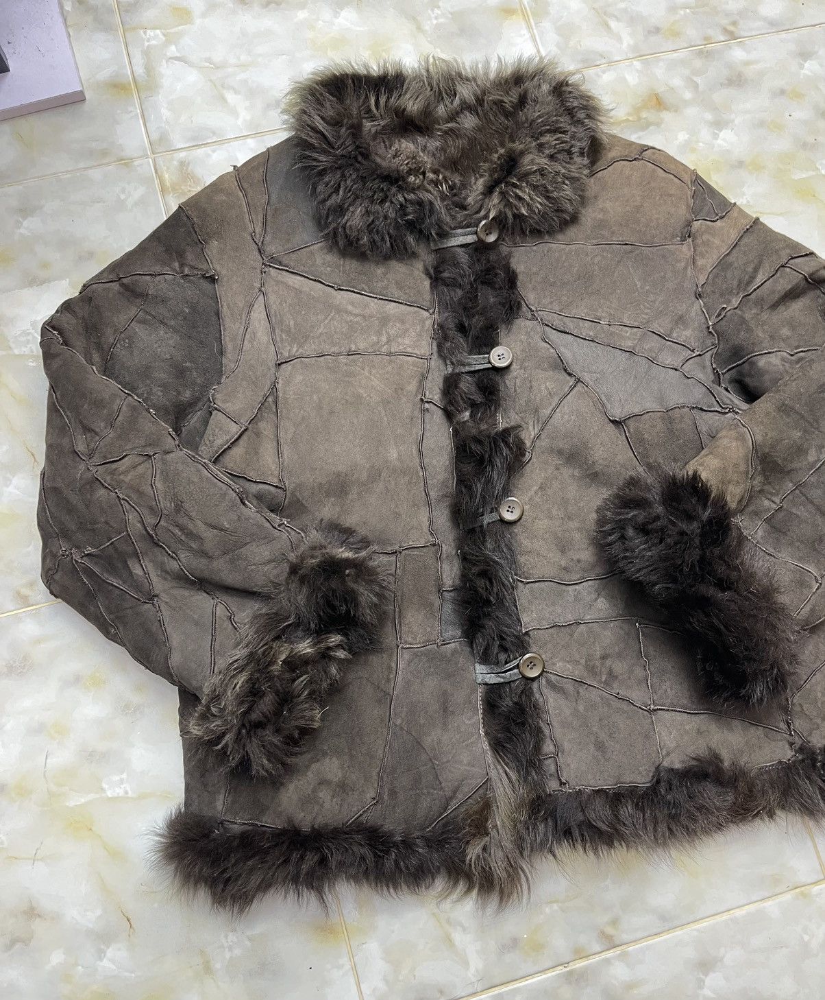 Vintage Sheepskin Real Fur Jacket Patchwork Size US M / EU 48-50 / 2 - 7 Thumbnail