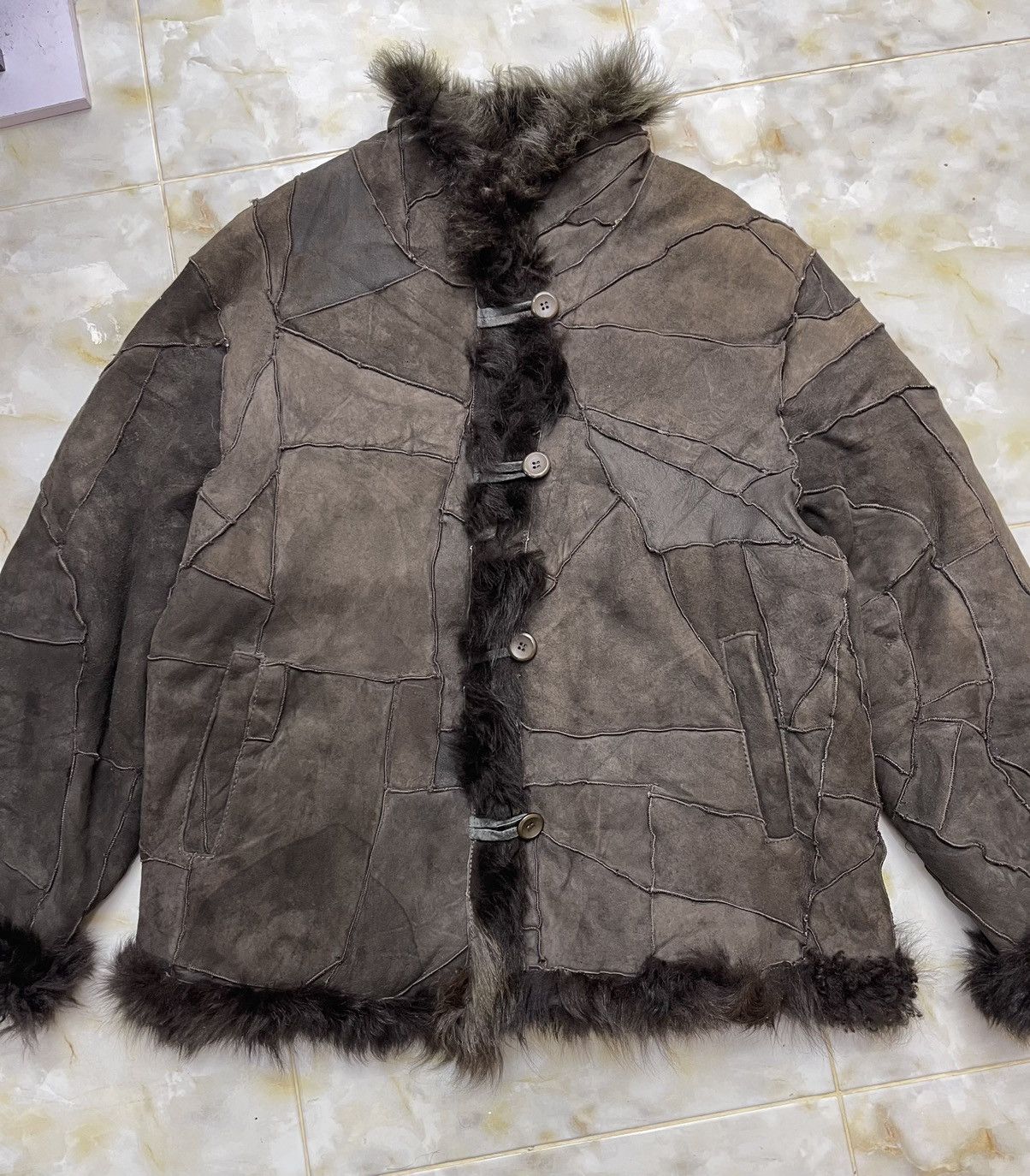 Vintage Sheepskin Real Fur Jacket Patchwork Size US M / EU 48-50 / 2 - 4 Thumbnail