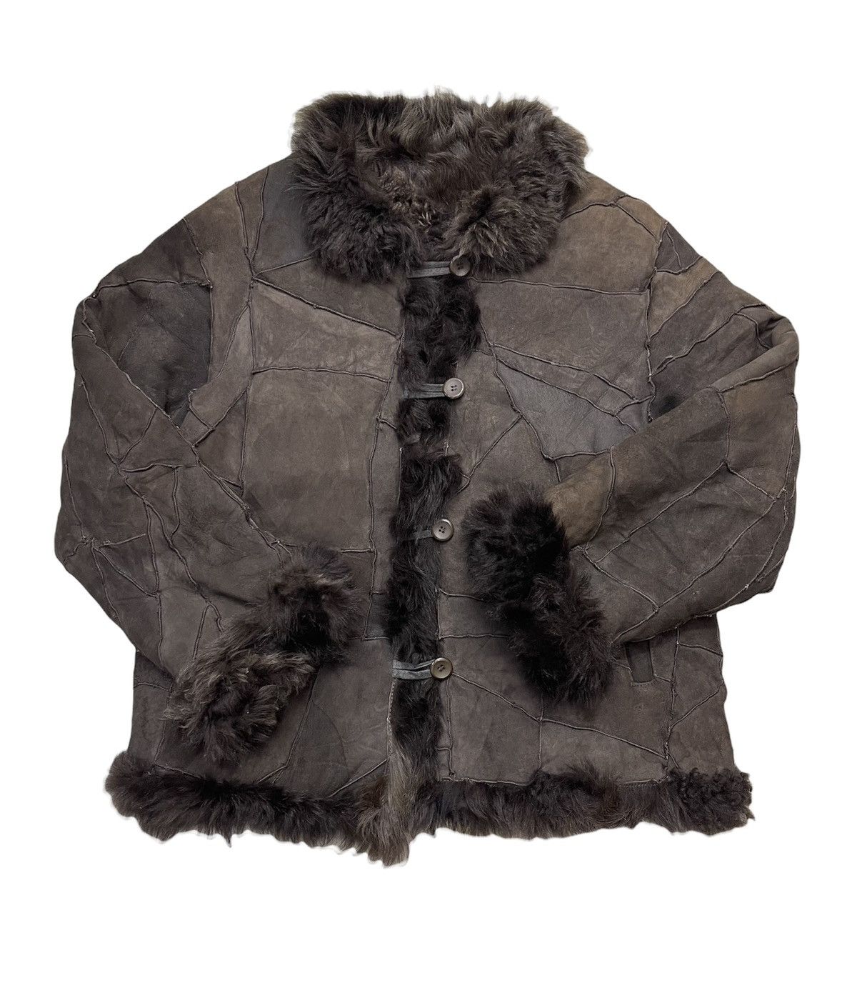 Vintage Sheepskin Real Fur Jacket Patchwork Size US M / EU 48-50 / 2 - 2 Thumbnail