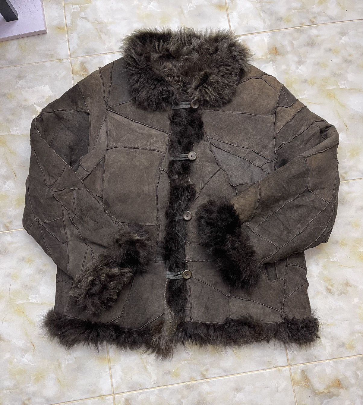 Vintage Sheepskin Real Fur Jacket Patchwork Size US M / EU 48-50 / 2 - 8 Thumbnail