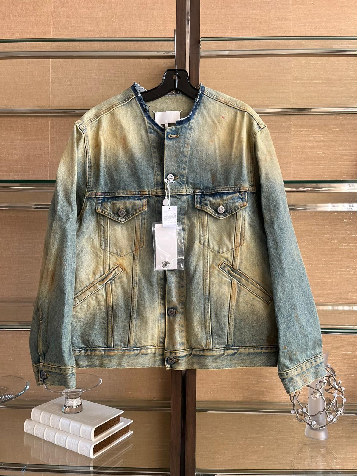 Maison Margiela Paint Splatter Distressed Denim Jacket in Vintage