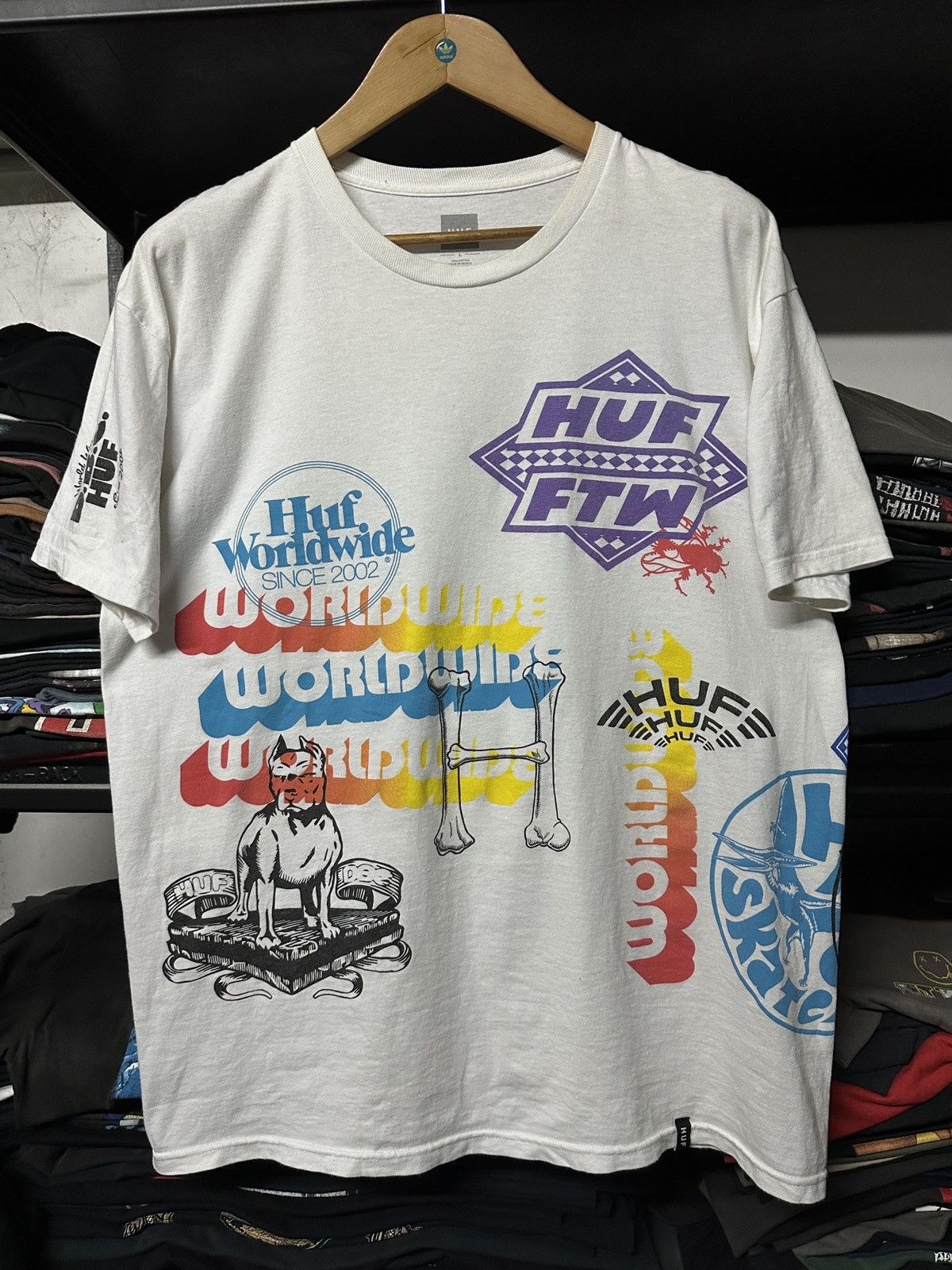 Huf × Vintage Vintage Huf Ftw Skateboard All Logo Tee Size US XL / EU 56 / 4 - 1 Thumbnail