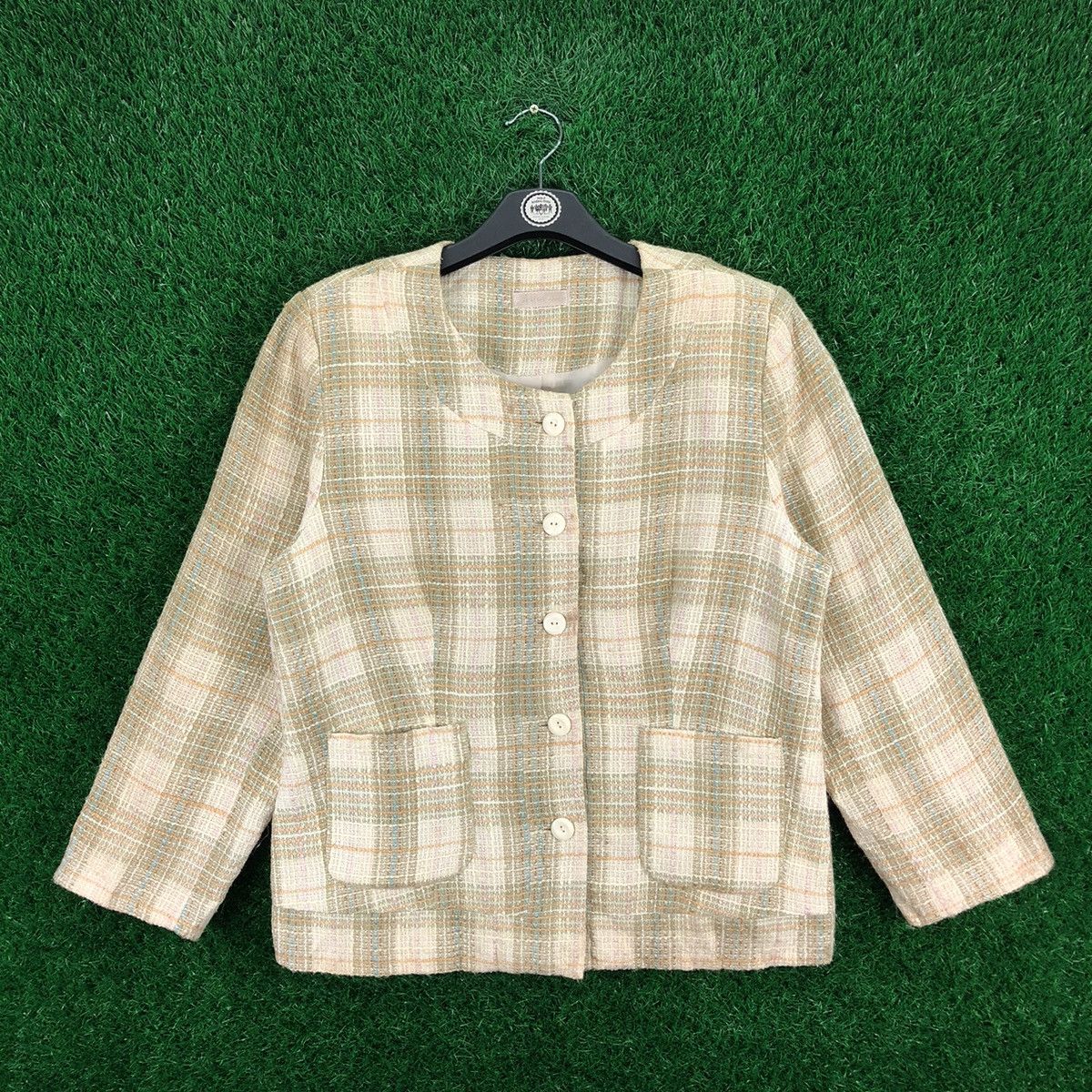 Japanese Brand × Vintage Vintage 90's Tweed Jacket Women Cropped by A Moble Woman Size M / US 6-8 / IT 42-44 - 1 Thumbnail