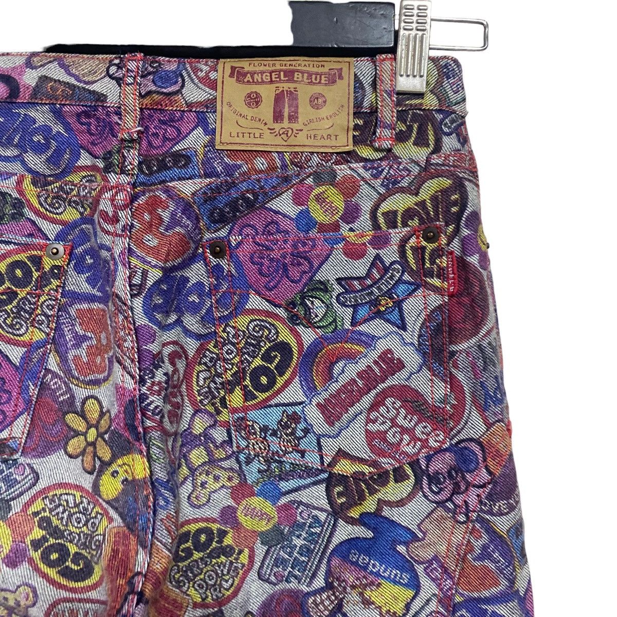 Hysteric Glamour Japanese Brand ANGEL BLUE Denim Flare Jeans All Over Prints Size 27" / US 4 / IT 40 - 9 Thumbnail