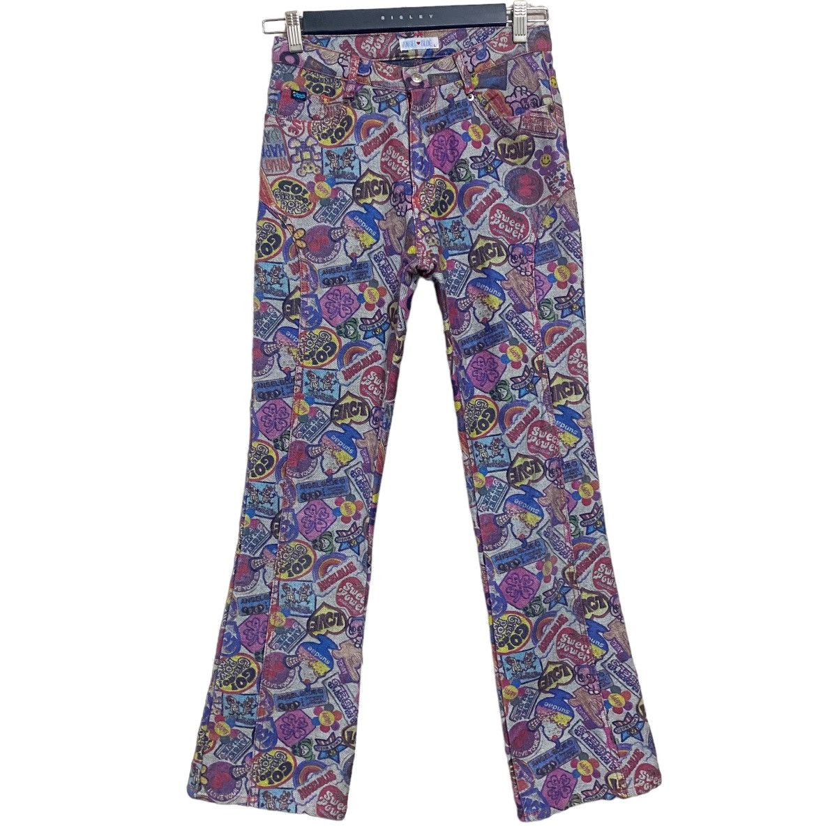 Hysteric Glamour Japanese Brand ANGEL BLUE Denim Flare Jeans All Over Prints Size 27" / US 4 / IT 40 - 2 Thumbnail