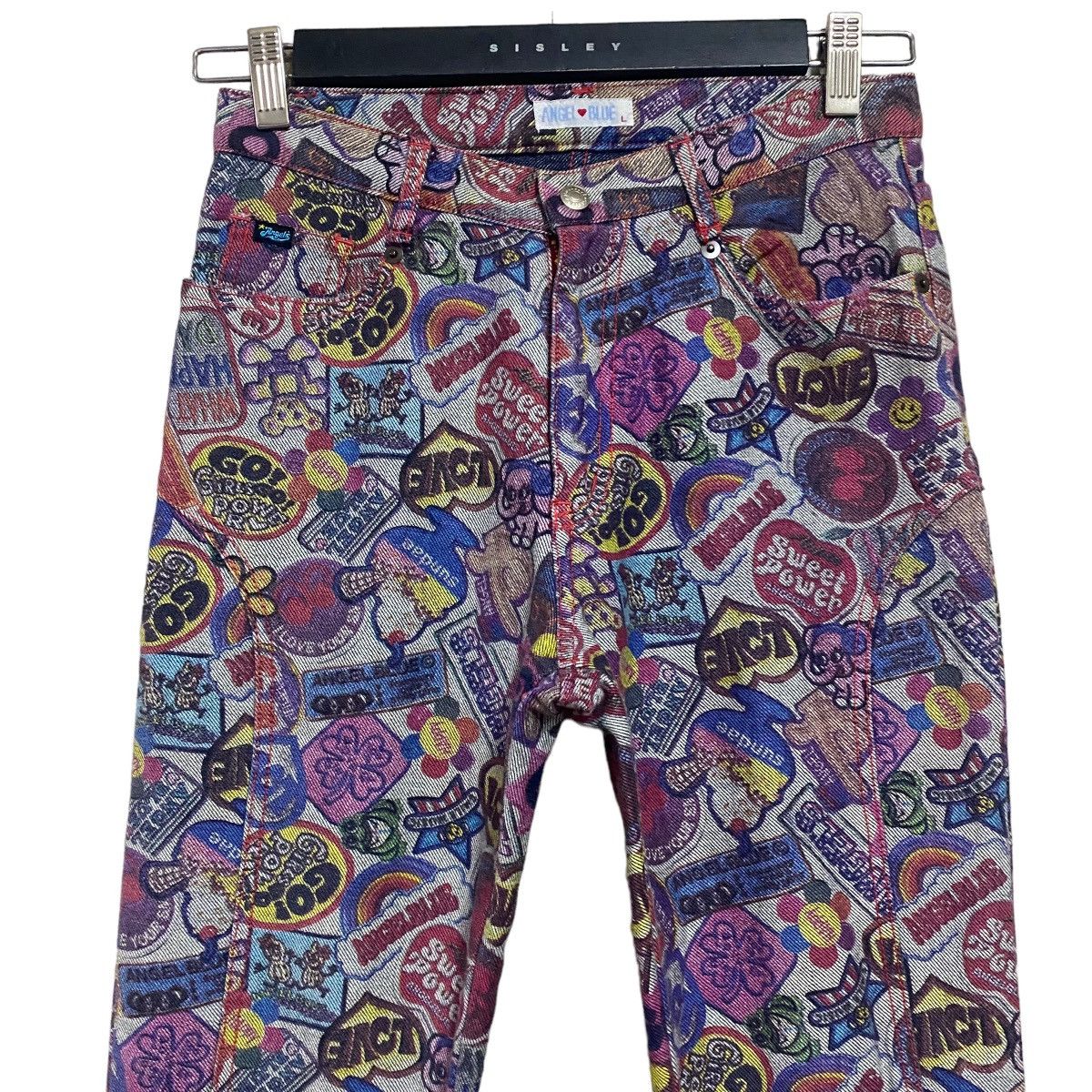 Hysteric Glamour Japanese Brand ANGEL BLUE Denim Flare Jeans All Over Prints Size 27" / US 4 / IT 40 - 3 Thumbnail
