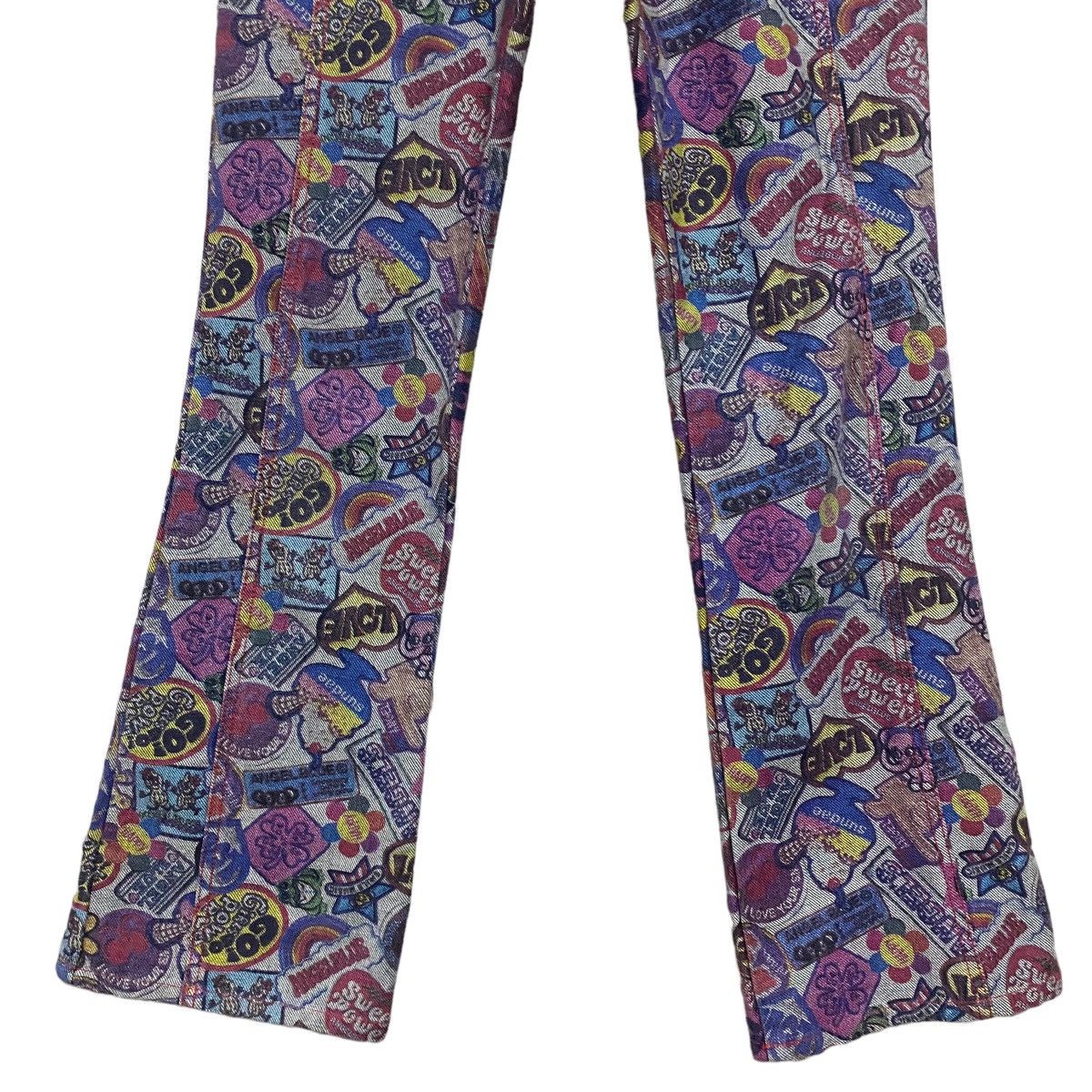 Hysteric Glamour Japanese Brand ANGEL BLUE Denim Flare Jeans All Over Prints Size 27" / US 4 / IT 40 - 7 Thumbnail