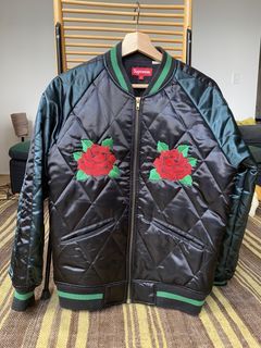 Supreme Satin Quilted Roses Bomber | Grailed