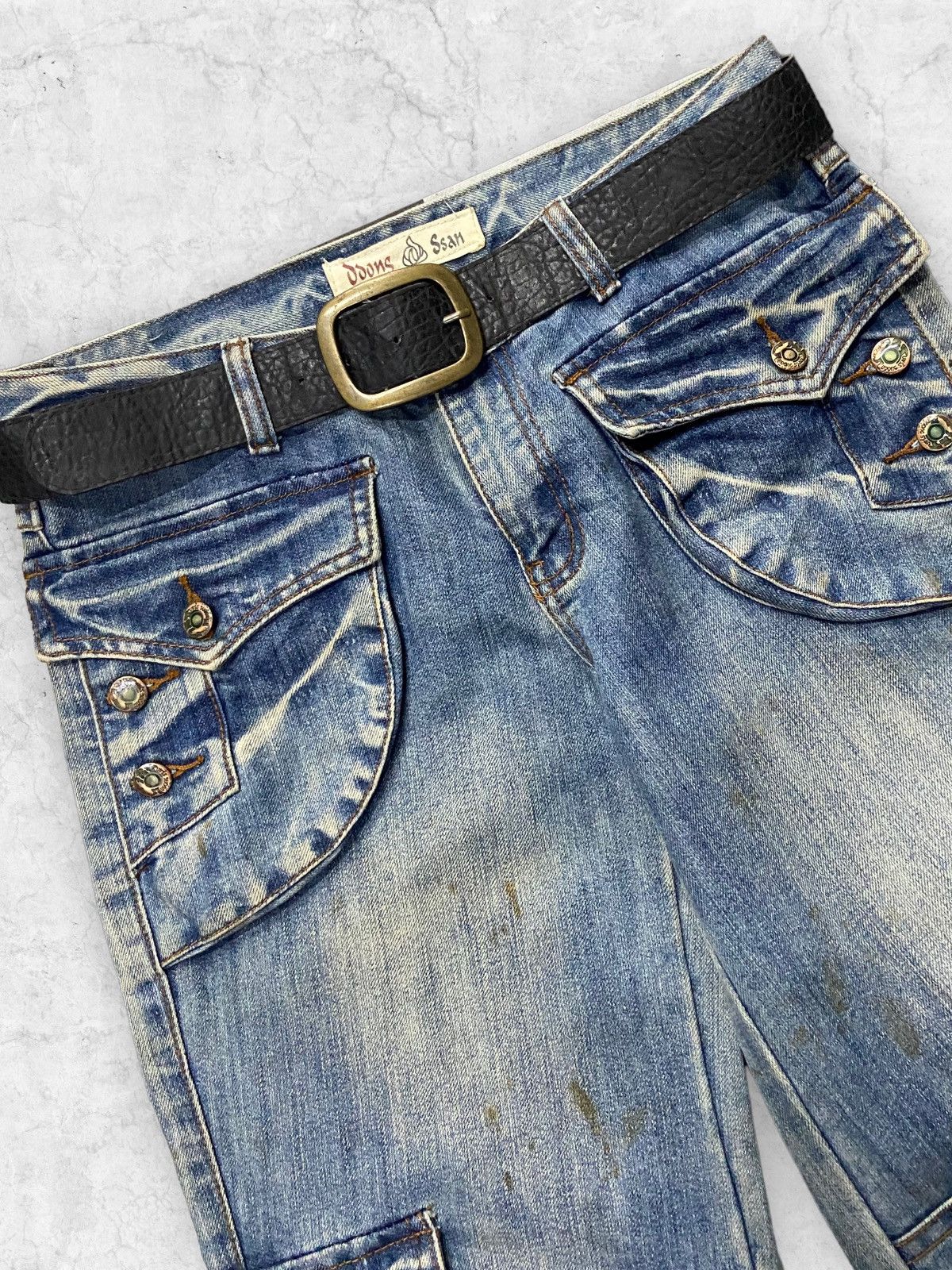 If Six Was Nine × Le Grande Bleu (L.G.B.) LGB Kapital Junya Style Flared Jeans With Leather Belt Size US 30 / EU 46 - 6 Thumbnail