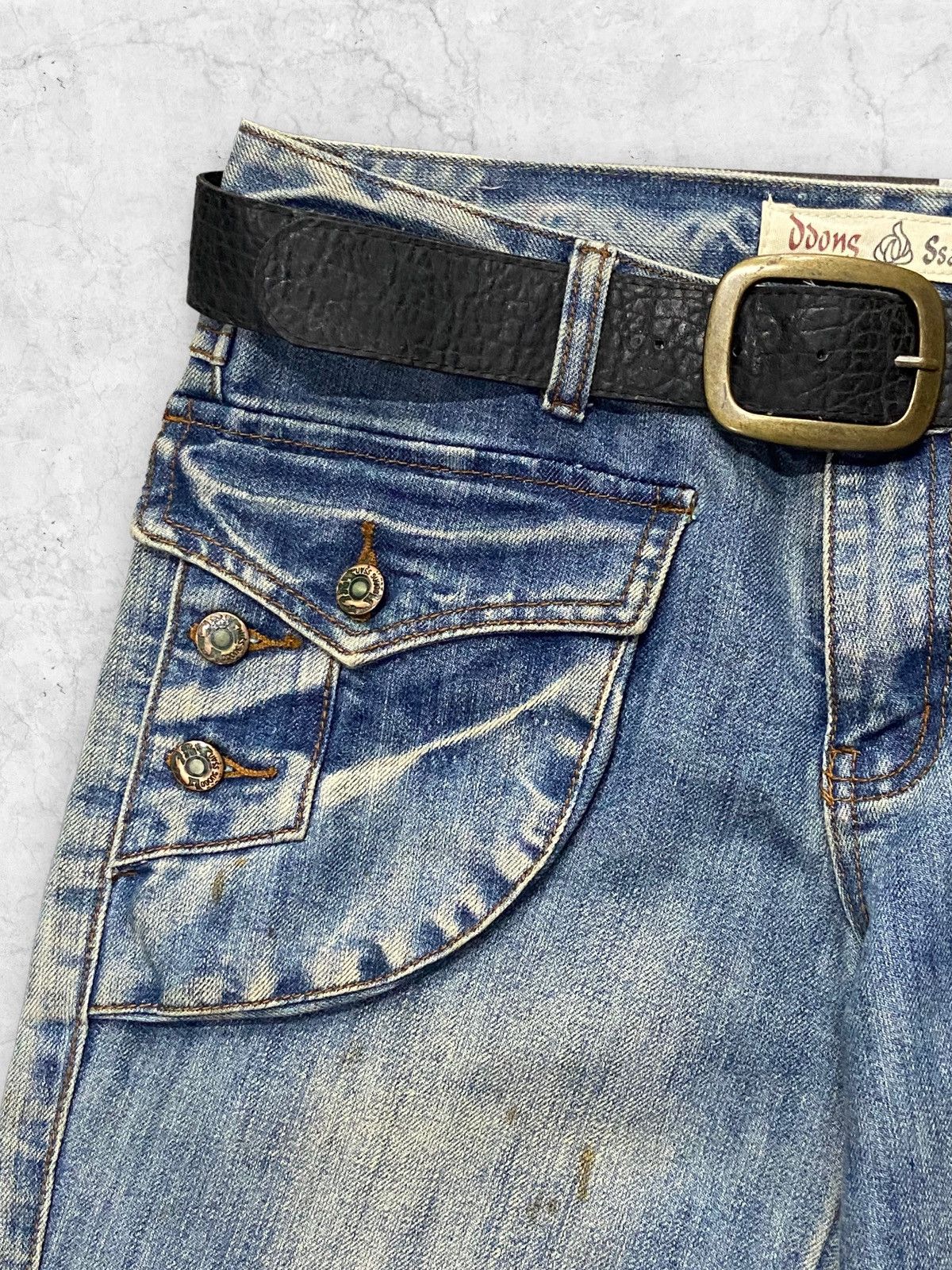 If Six Was Nine × Le Grande Bleu (L.G.B.) LGB Kapital Junya Style Flared Jeans With Leather Belt Size US 30 / EU 46 - 7 Thumbnail