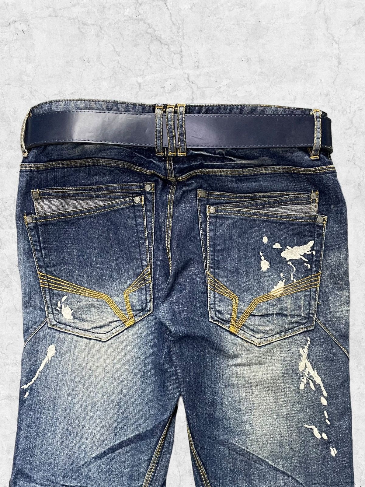 GOSTAR DE FUGA × Junya Watanabe Hideaways Japan Over Claw Mark Flared Jeans With Belt Size US 30 / EU 46 - 8 Thumbnail