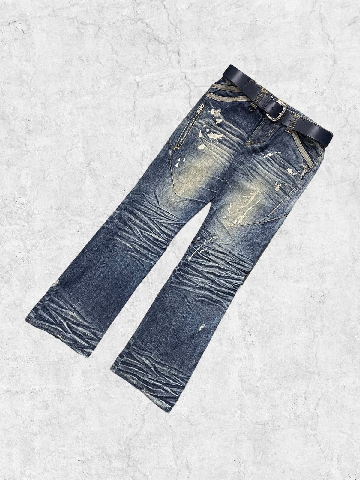 HIDEAWAYS × Hysteric Glamour × Japanese Brand Vintage Hideaways Nicole Splash With Leather Vintage Belt Size US 30 / EU 46 - 4 Thumbnail