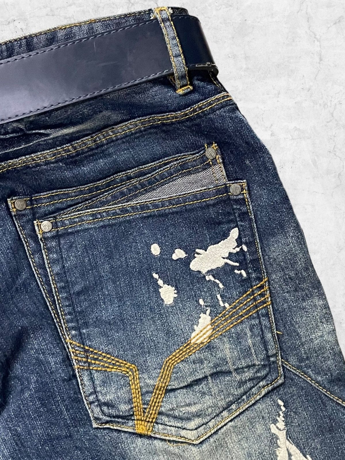 GOSTAR DE FUGA × Junya Watanabe Hideaways Japan Over Claw Mark Flared Jeans With Belt Size US 30 / EU 46 - 9 Thumbnail