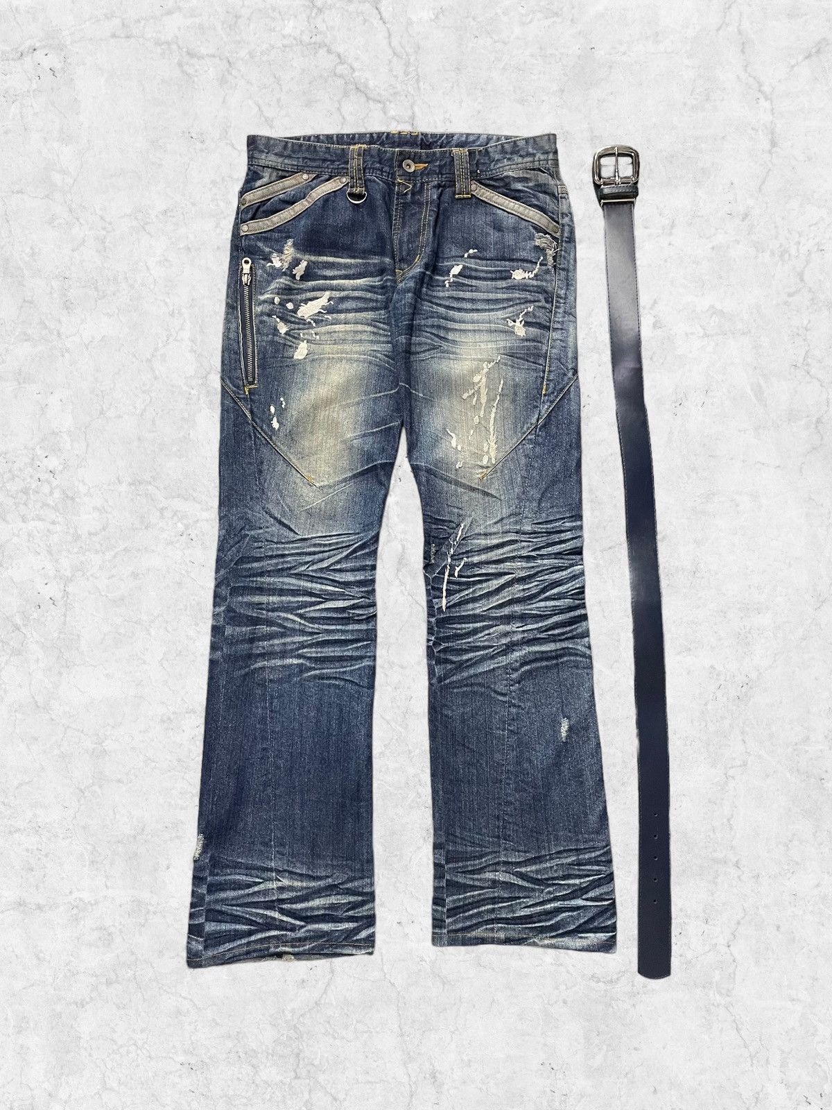 HIDEAWAYS × Hysteric Glamour × Japanese Brand Vintage Hideaways Nicole Splash With Leather Vintage Belt Size US 30 / EU 46 - 3 Thumbnail