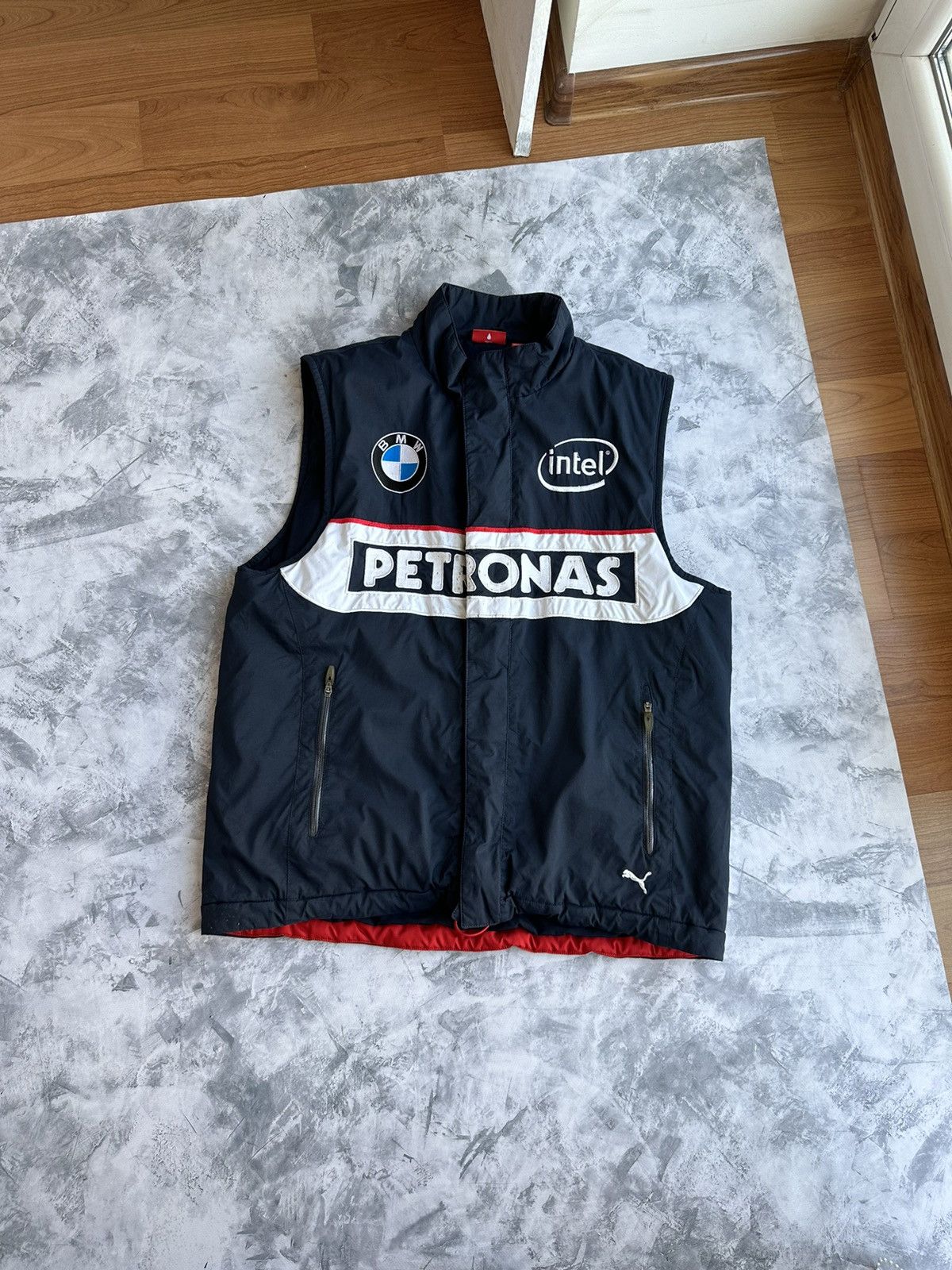 image of Vintage Bmw Petronas Formula Uno Racing Vest in Navy, Men's (Size Large)