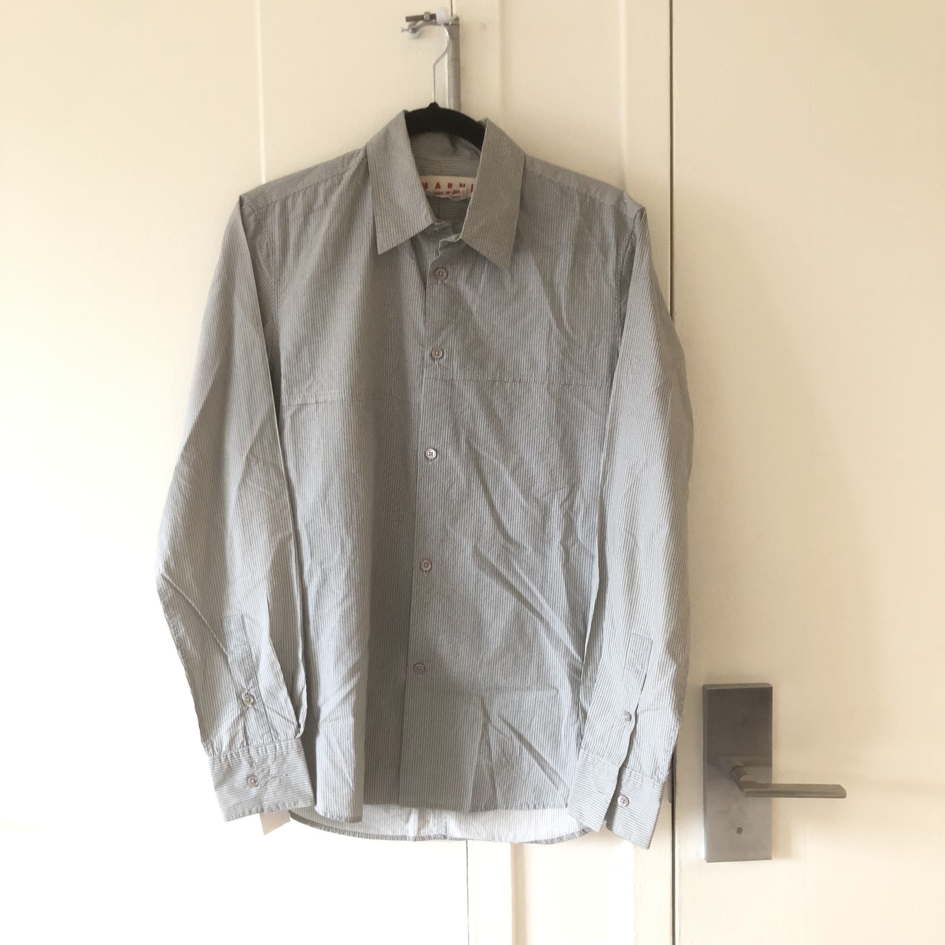 image of Marni Multi Panel Button Up Shirt in Grey, Men's (Size Small)