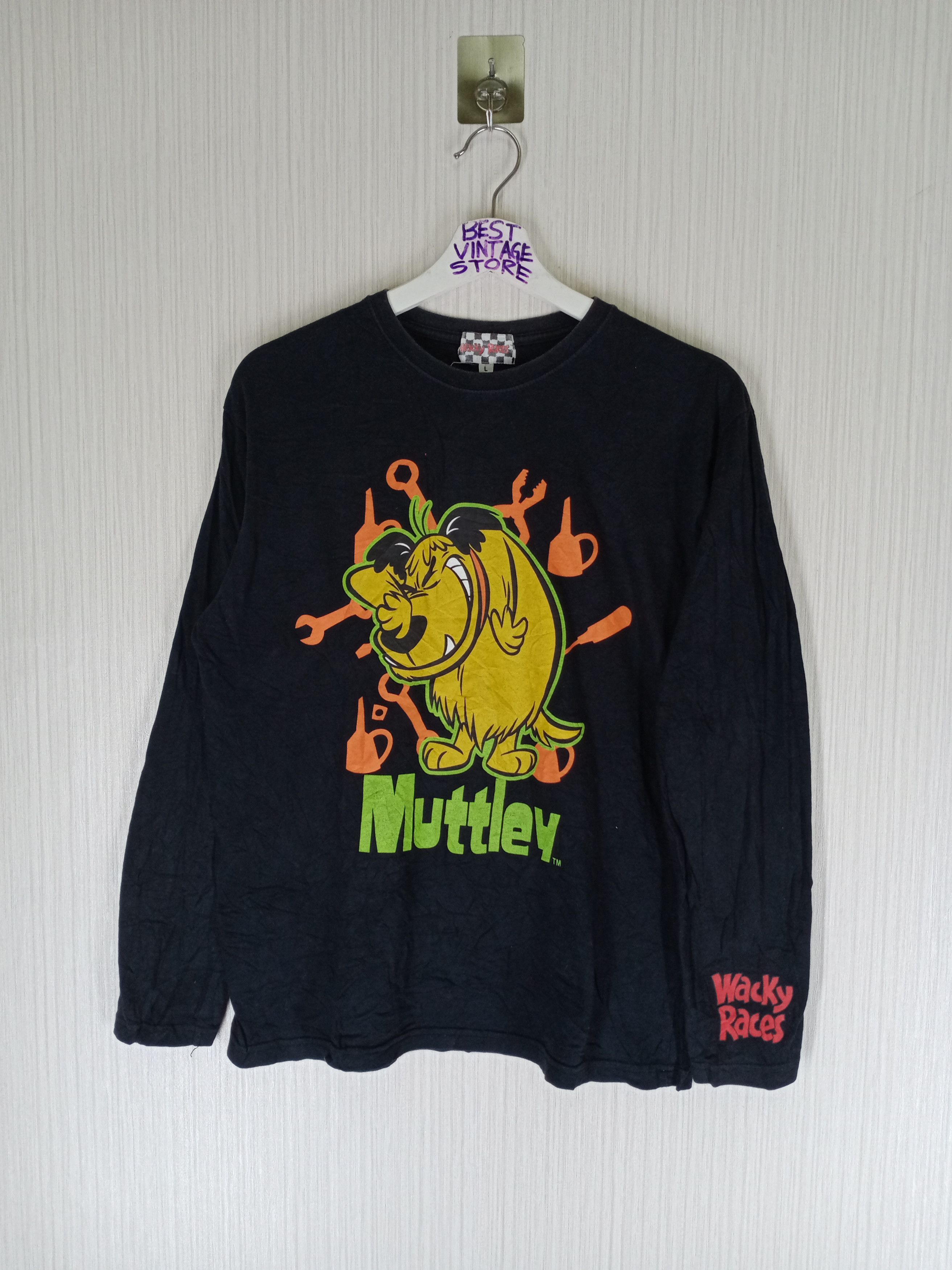 image of Cartoon Network x Vintage Wacky Races Long Sleeve Tshirt in Black, Men's (Size Medium)