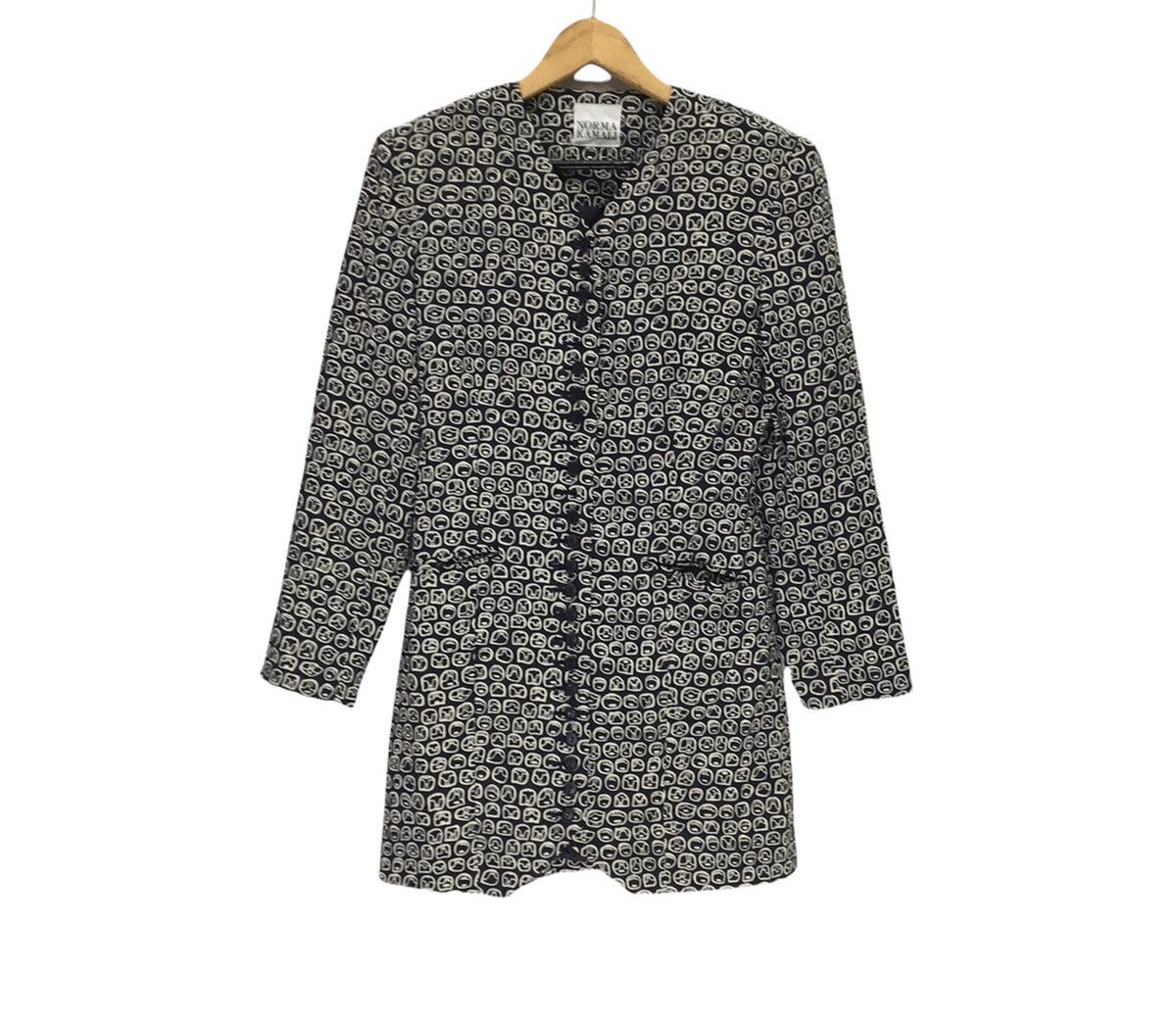 Designer × Japanese Brand NORMA KAMALI Full Print Tweed Coat Jacket Size US XS / EU 42 / 0 - 1 Thumbnail