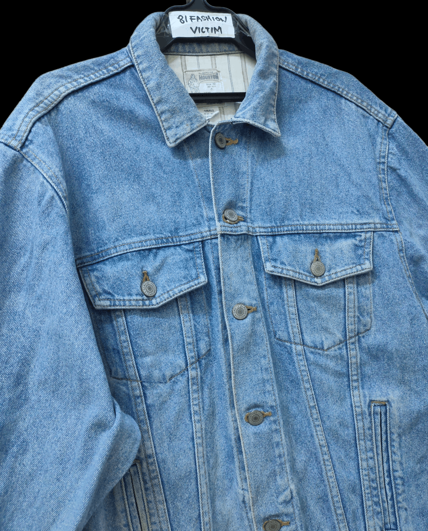 Denim Jacket × Distressed Denim × Vintage Houston Military Vintage 90s ...