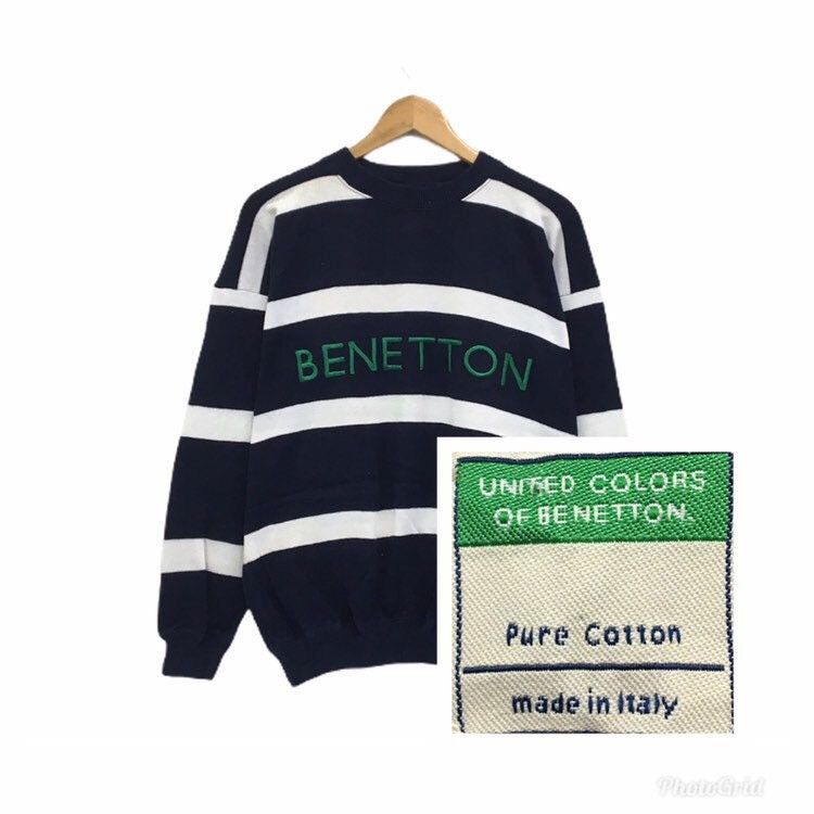 Benetton × United Colors Of Benetton BENETTON Stripe Sweatshirt Size US M / EU 48-50 / 2 - 2 Thumbnail