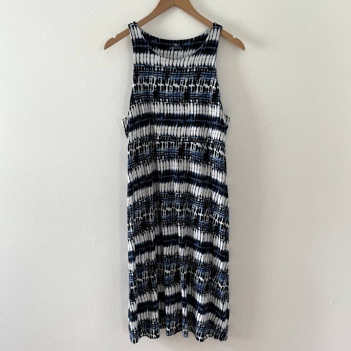 Other Athleta Dress Womens Large Blue White Tie Dye Ikat Santorini ...