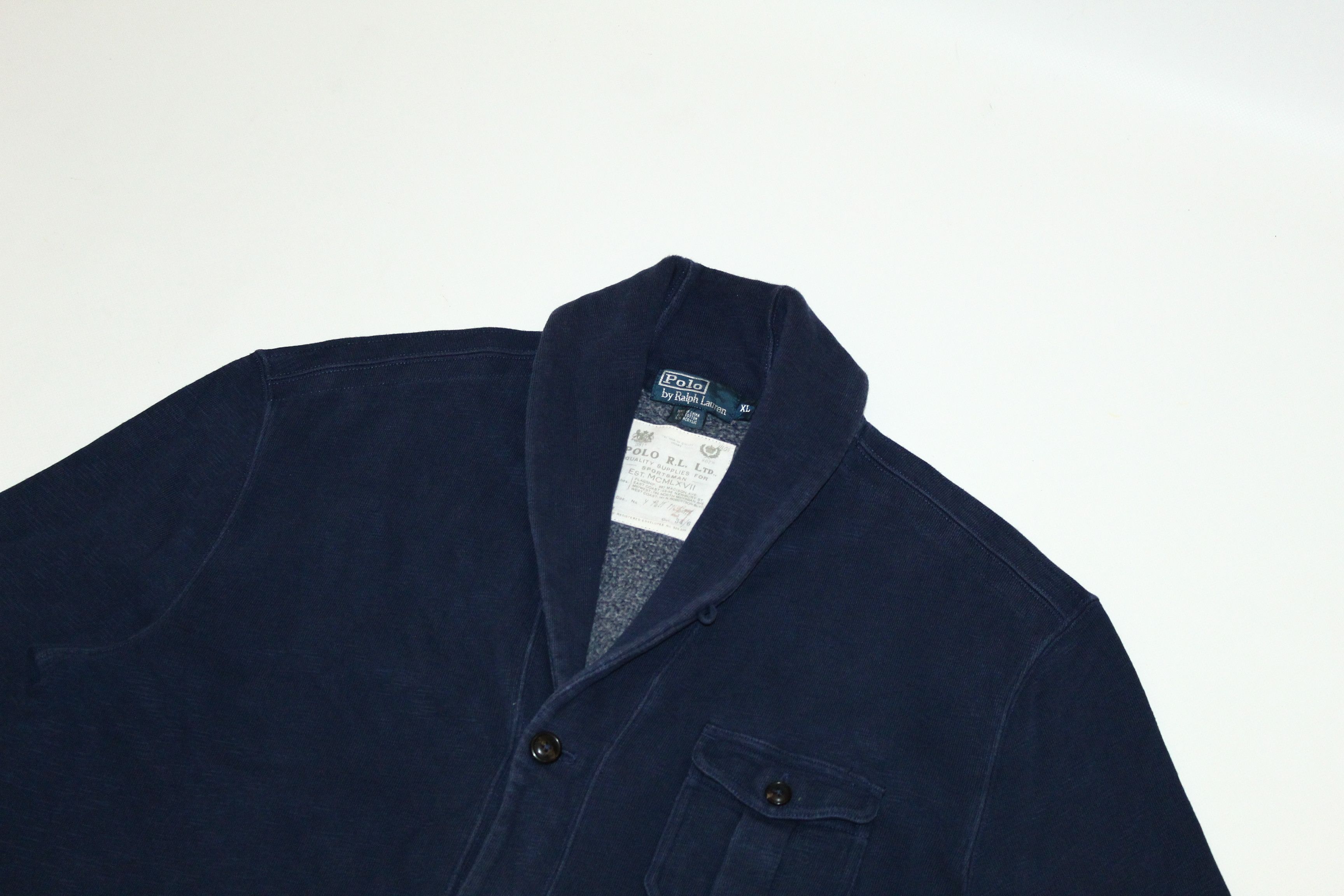 Ralph Lauren RARE VTG💥 Polo R.L. Sportsman Indigo Dyed Cardigan Size US XXL / EU 58 / 5 - 3 Thumbnail