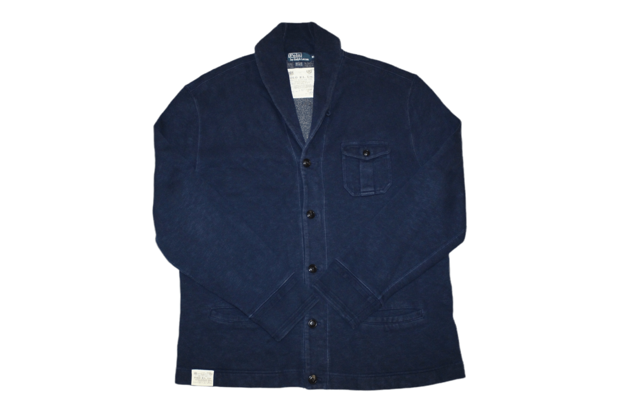 Ralph Lauren RARE VTG💥 Polo R.L. Sportsman Indigo Dyed Cardigan Size US XXL / EU 58 / 5 - 1 Thumbnail