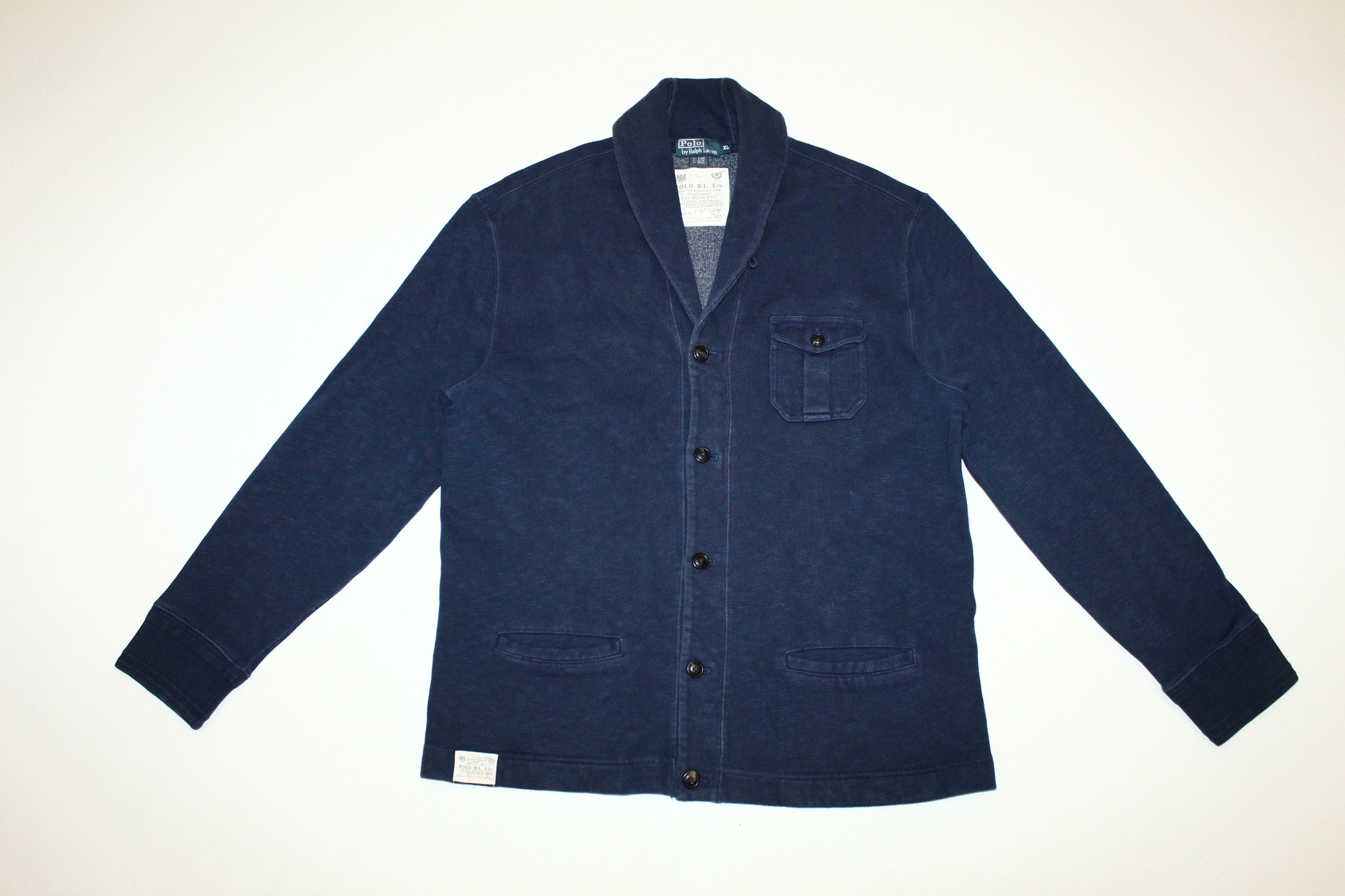 Ralph Lauren RARE VTG💥 Polo R.L. Sportsman Indigo Dyed Cardigan Size US XXL / EU 58 / 5 - 2 Thumbnail