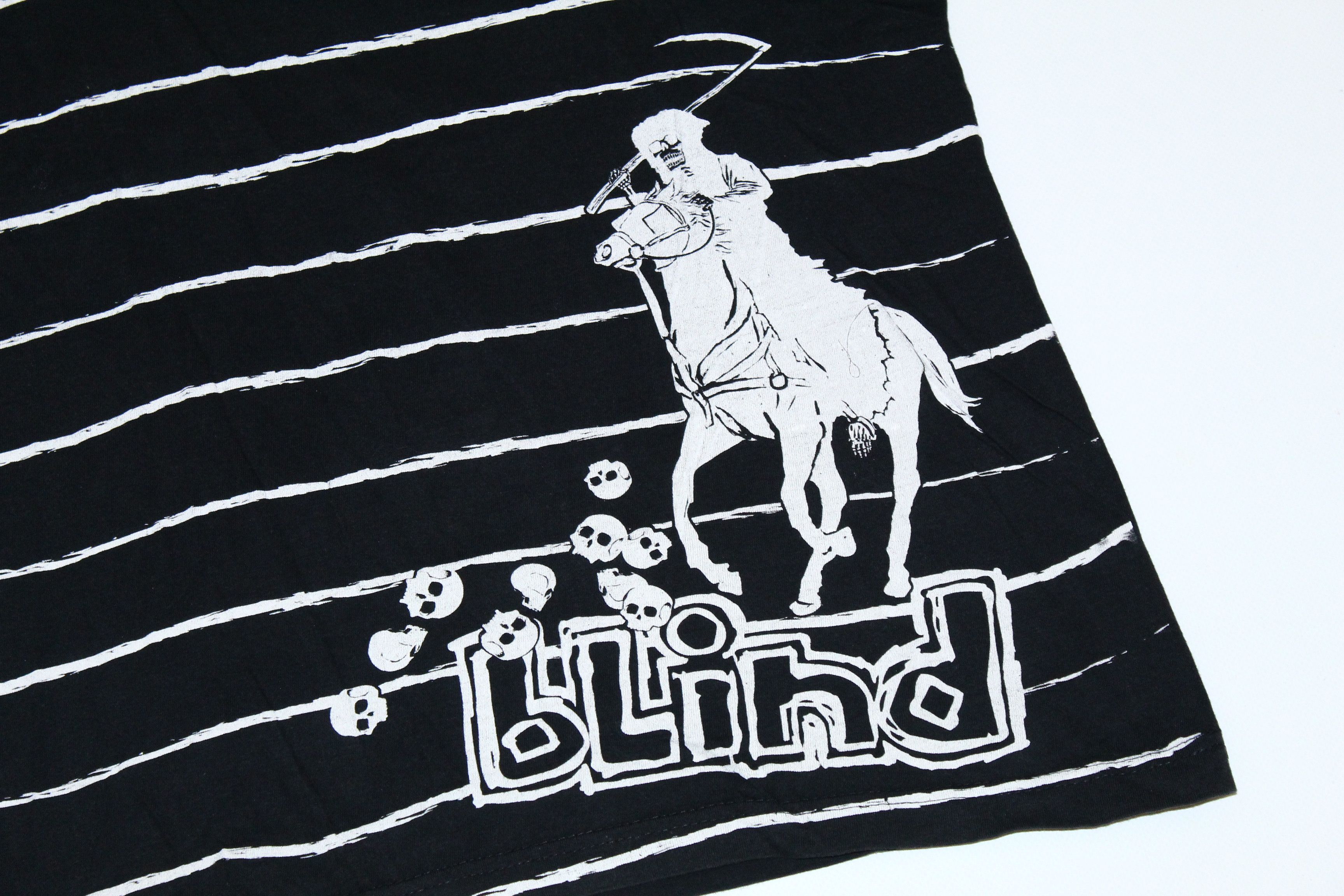 Hook-Ups 90s Vintage Blind Skateboards Reaper Logo Striped T-shirt Size US S / EU 44-46 / 1 - 2 Thumbnail