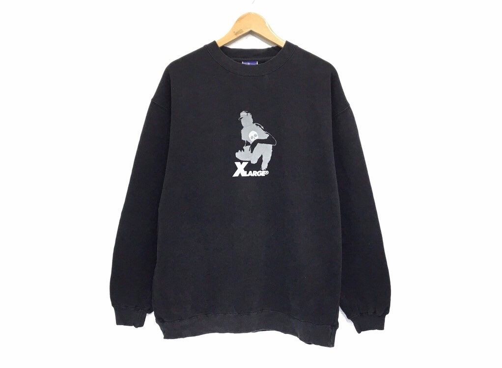 image of Rap Tees x X Large Xlarge Crewneck Sweatshirt Big Logo Spell Out in Black, Men's