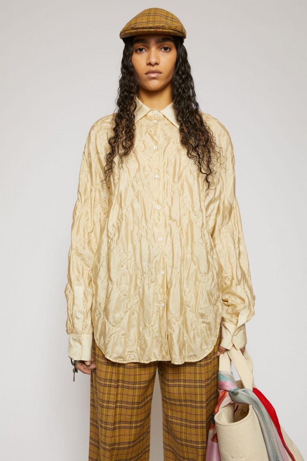 Pre-owned Acne Studios Silk Quilted Shirt In Champagne