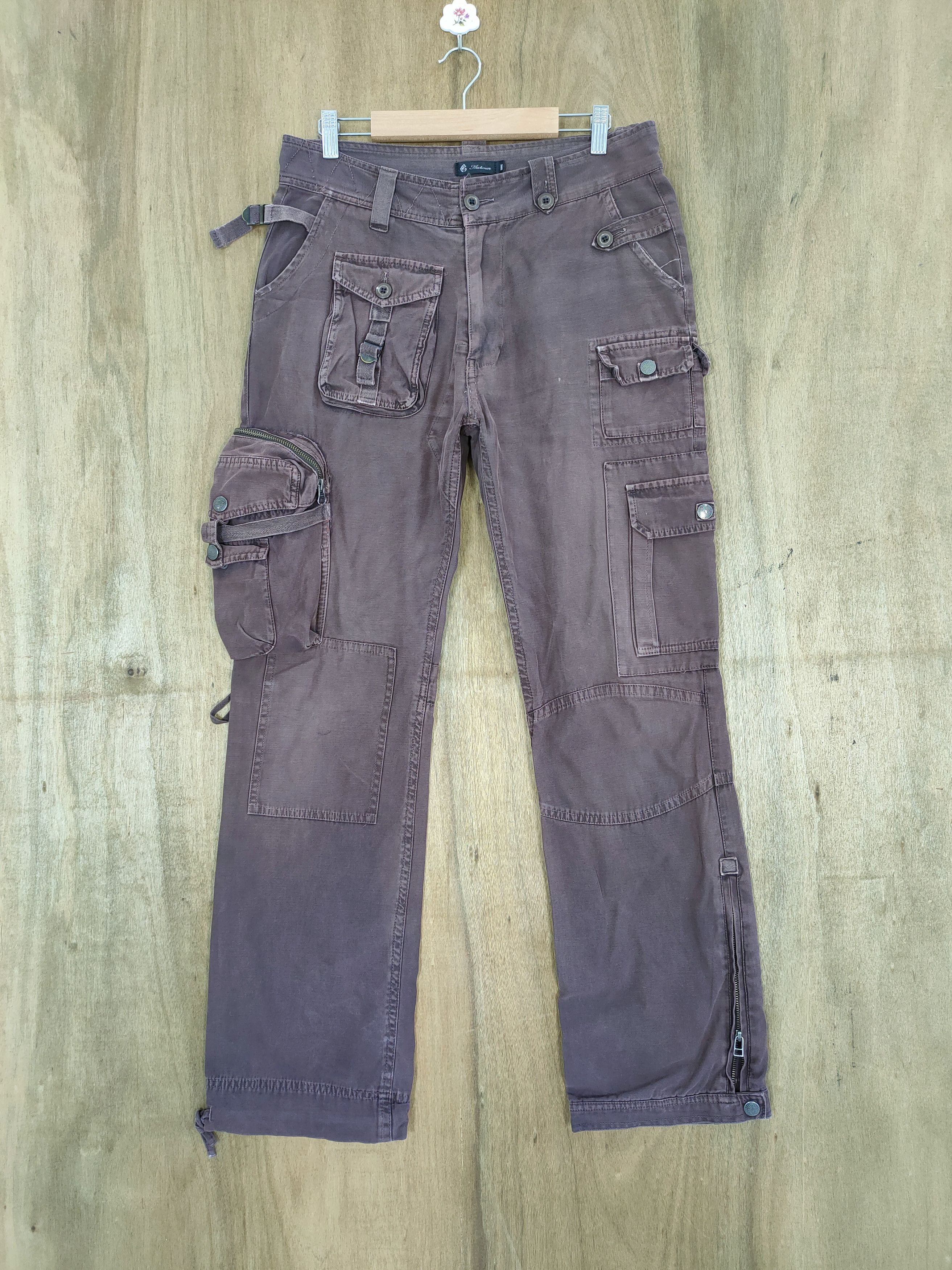 Japanese Brand VINTAGE AUDIENCE FADED BROWN BONDAGE PARACHUTE CARGO PANTS Size US 32 / EU 48 - 1 Thumbnail