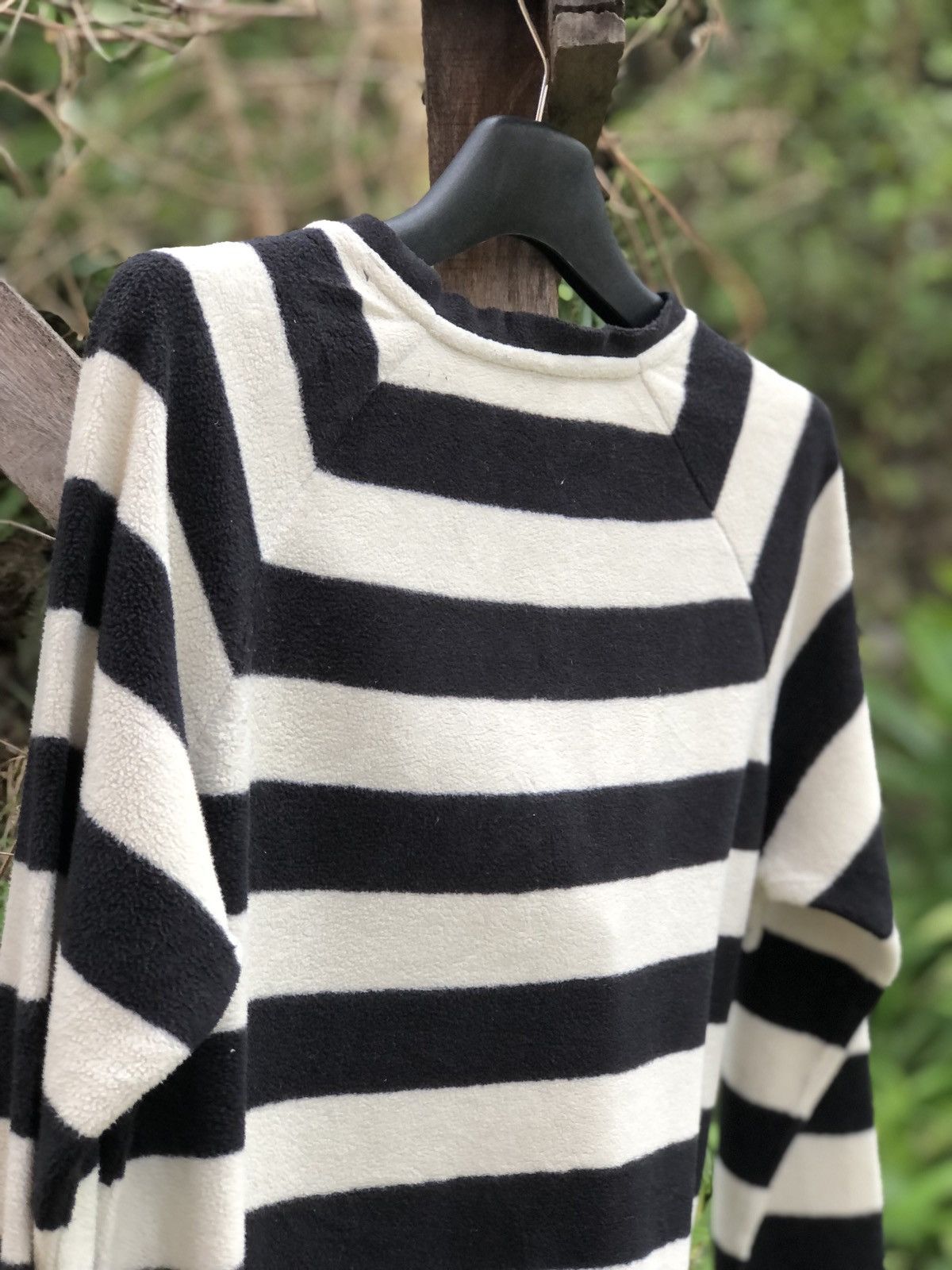 Japanese Brand Long Sleeve Striped Black & White Fleece Tee Size M / US 6-8 / IT 42-44 - 5 Thumbnail