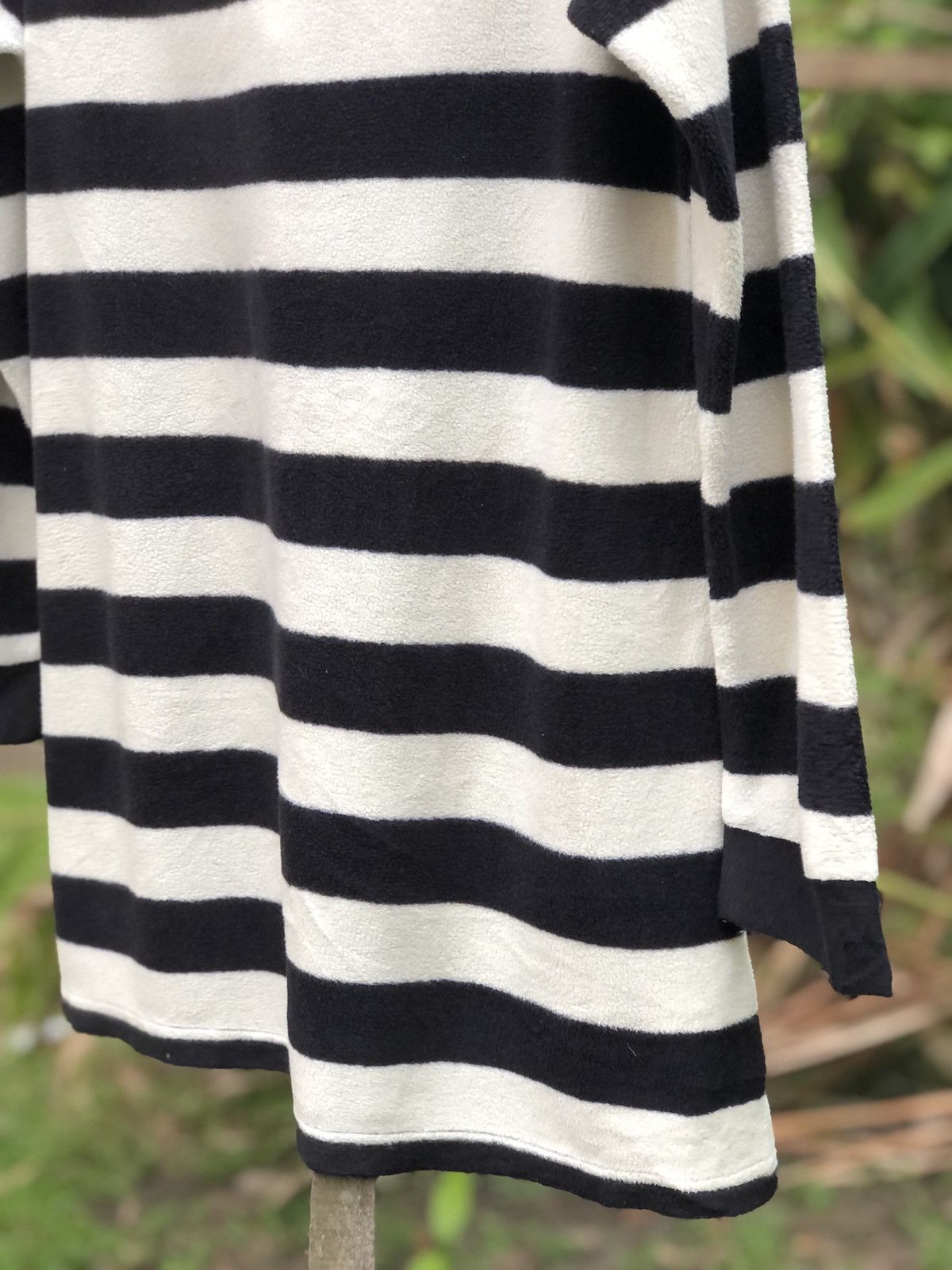 Japanese Brand Long Sleeve Striped Black & White Fleece Tee Size M / US 6-8 / IT 42-44 - 6 Thumbnail