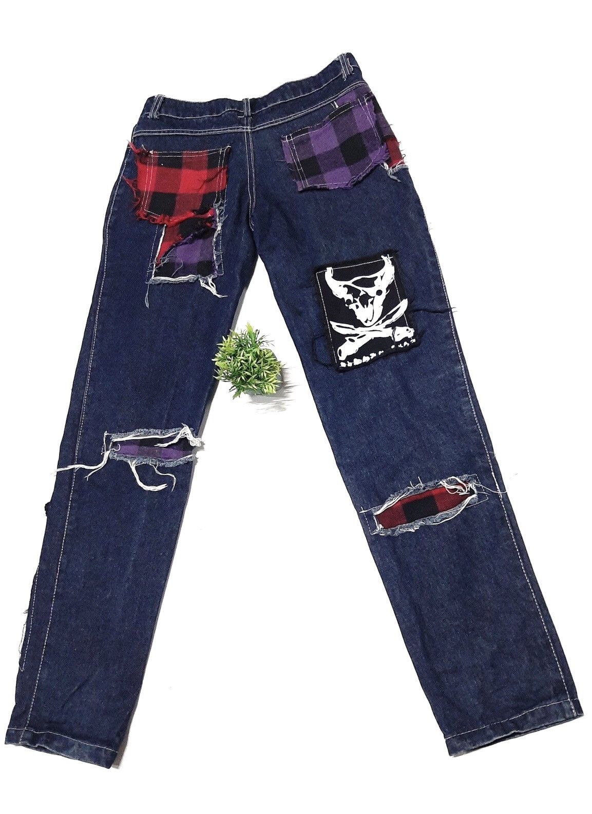 Japanese Brand × Seditionaries JAPANESE PUNK DENIM DISTRESSED PATCHWORK BLUE DENIM Size US 29 - 3 Thumbnail