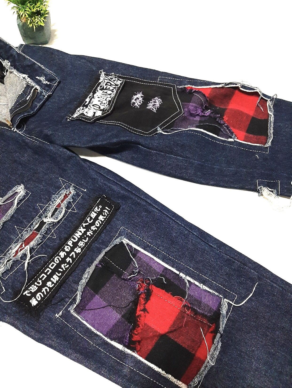 Japanese Brand × Seditionaries JAPANESE PUNK DENIM DISTRESSED PATCHWORK BLUE DENIM Size US 29 - 2 Thumbnail