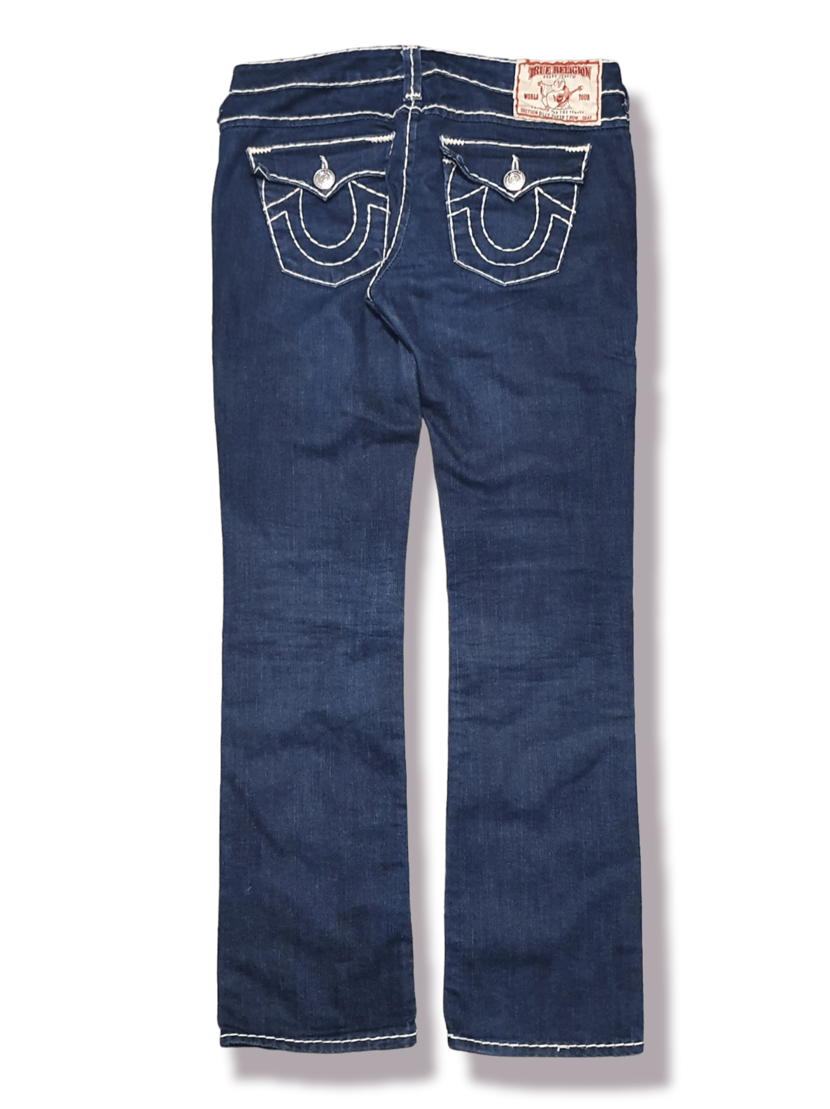 image of True Religion Billy Super T White Rope Stitch Flared Denim in Dark Indigo, Men's (Size 31)