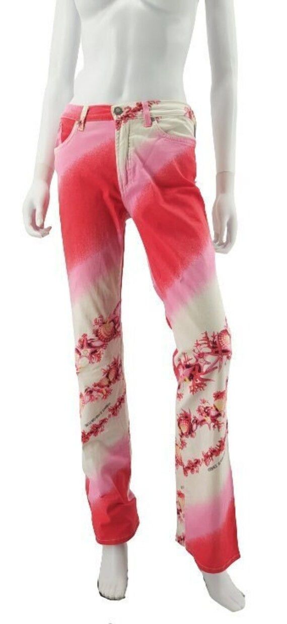 Versace Jeans Couture VERSACE Jeans Pants Vintage White Red Denim Seashel Print Size 32" / US 10 / IT 46 - 5 Thumbnail