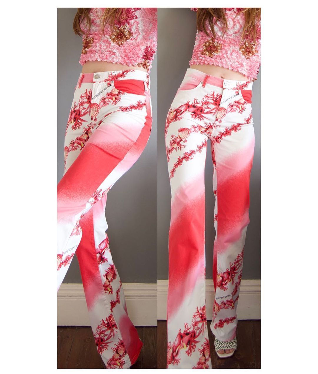 Versace Jeans Couture VERSACE Jeans Pants Vintage White Red Denim Seashel Print Size 32" / US 10 / IT 46 - 1 Thumbnail