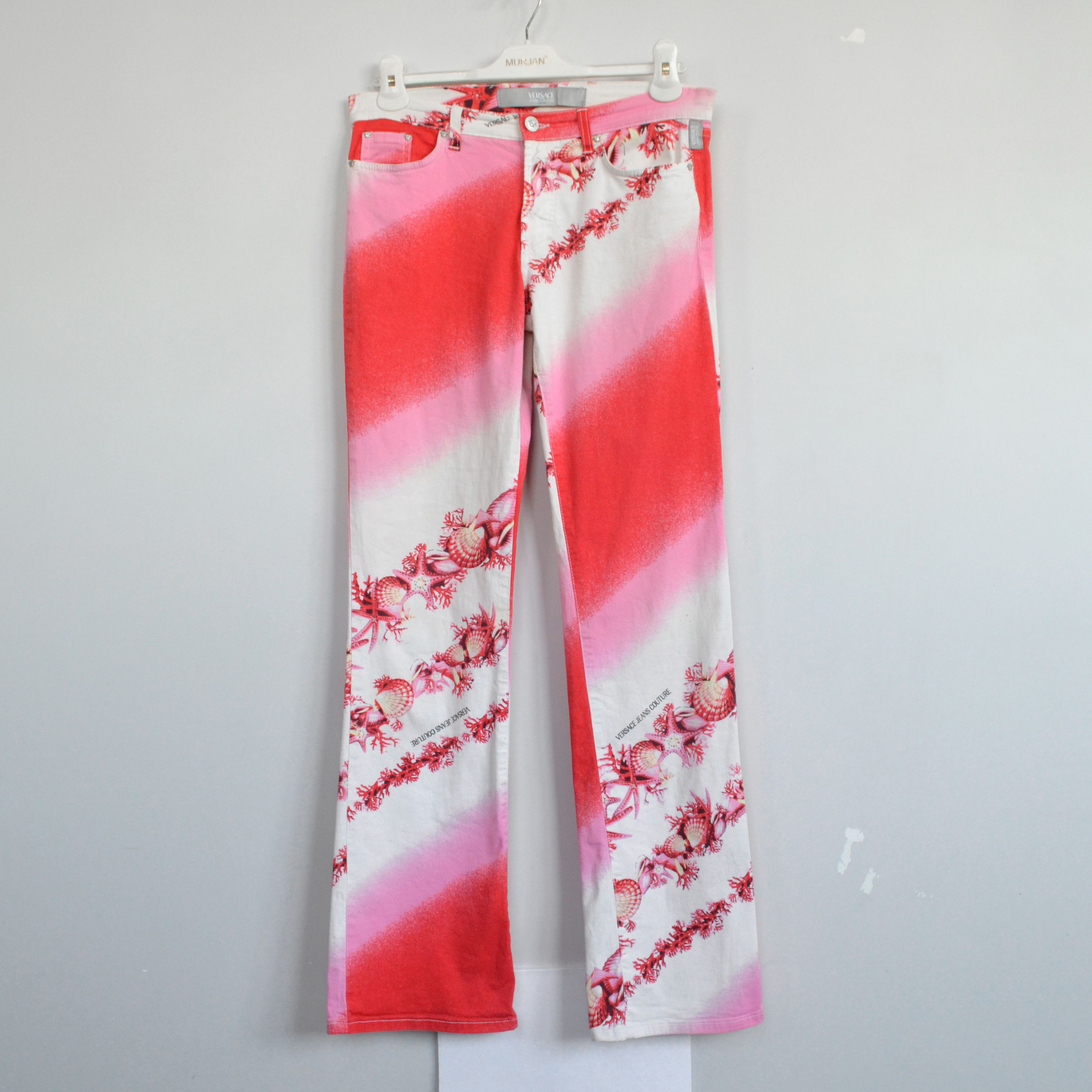 Versace Jeans Couture VERSACE Jeans Pants Vintage White Red Denim Seashel Print Size 32" / US 10 / IT 46 - 2 Thumbnail