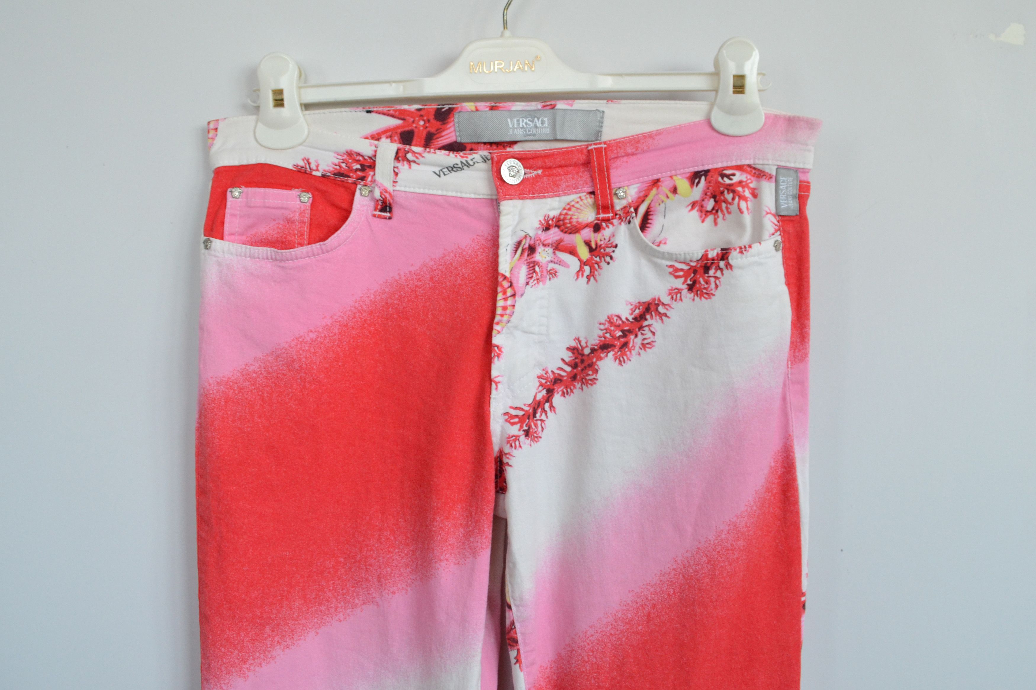 Versace Jeans Couture VERSACE Jeans Pants Vintage White Red Denim Seashel Print Size 32" / US 10 / IT 46 - 11 Thumbnail