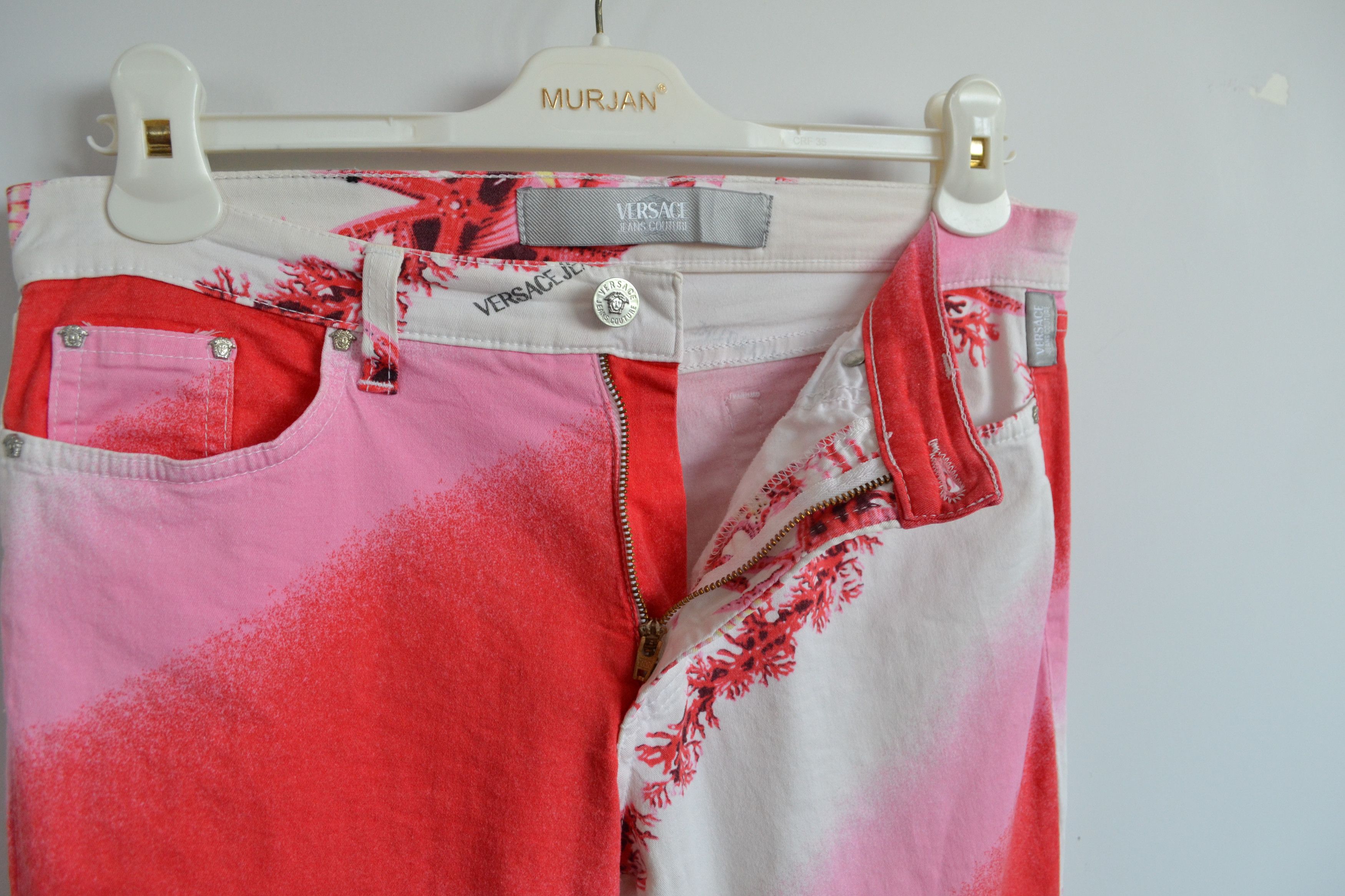 Versace Jeans Couture VERSACE Jeans Pants Vintage White Red Denim Seashel Print Size 32" / US 10 / IT 46 - 4 Thumbnail