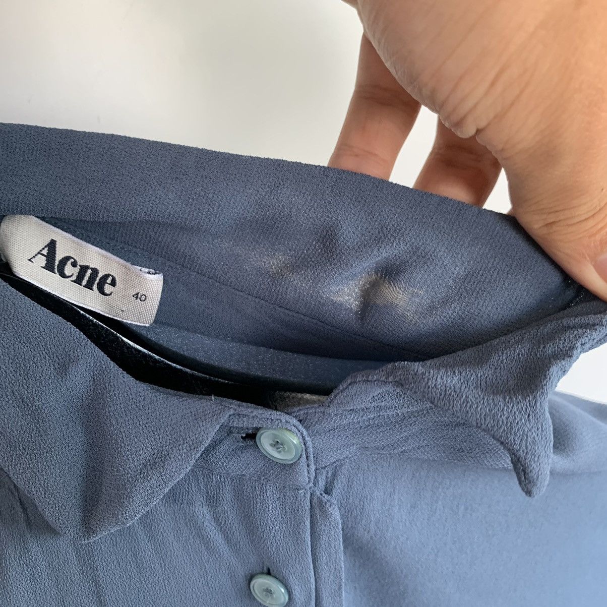 Acne Studios 🔴 Acne Studios Shirt Button Up Long Sleeve Silk A/W'11 Blue Size S / US 4 / IT 40 - 7 Thumbnail