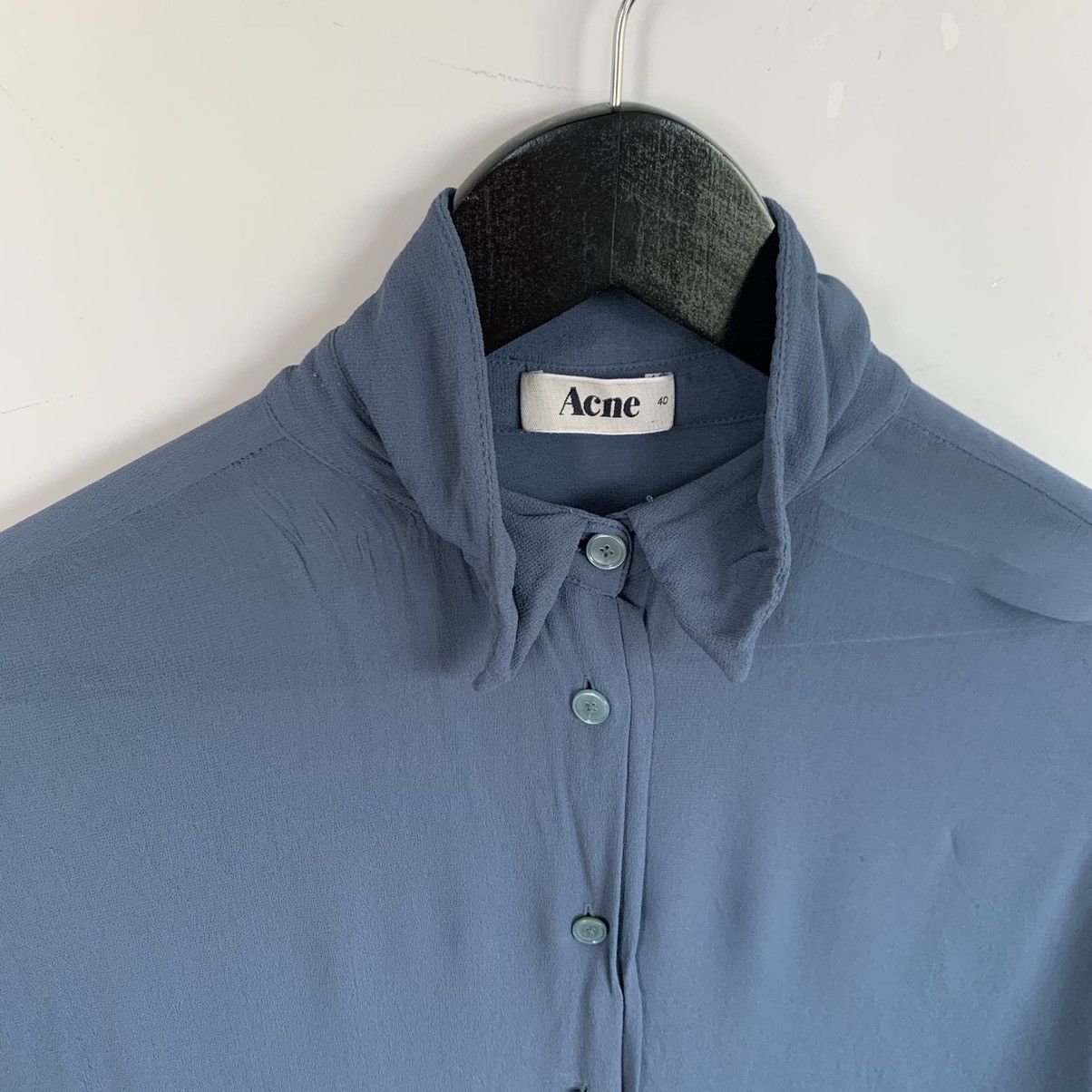 Acne Studios 🔴 Acne Studios Shirt Button Up Long Sleeve Silk A/W'11 Blue Size S / US 4 / IT 40 - 5 Thumbnail