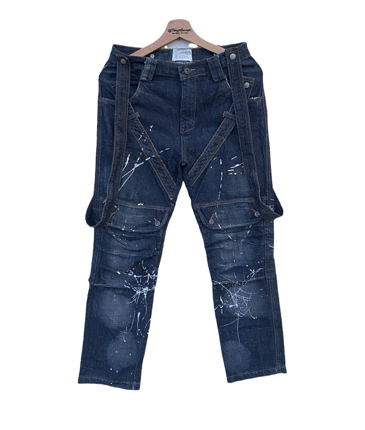 Japanese Brand × Seditionaries Splash Paints Aston .Co Bondage Double Knee Pocket CargoPant Size US 29 - 2 Thumbnail