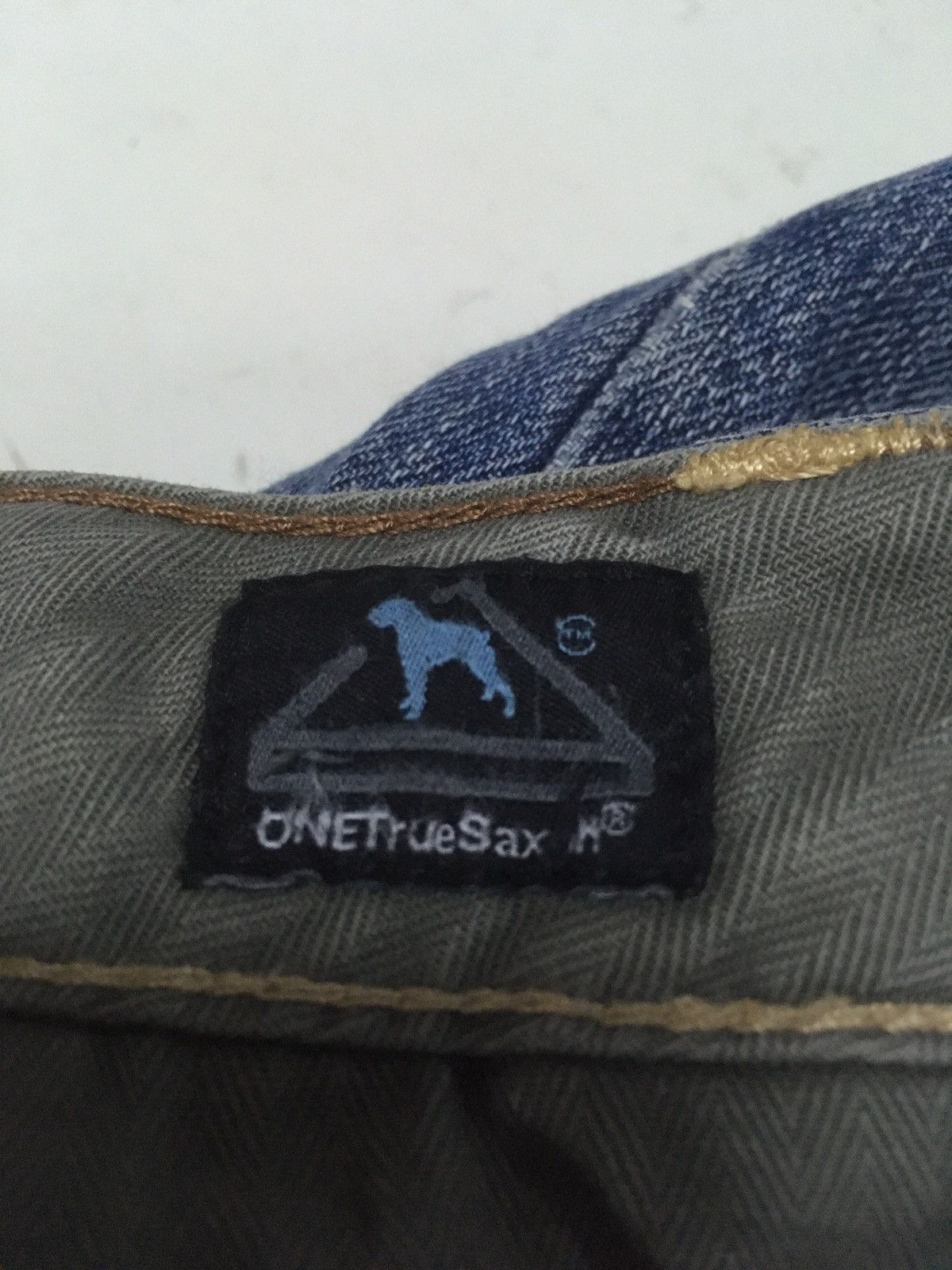 Japanese Brand × Vintage Vintage one true Saxon blue wash distressed denim Size US 33 - 10 Thumbnail