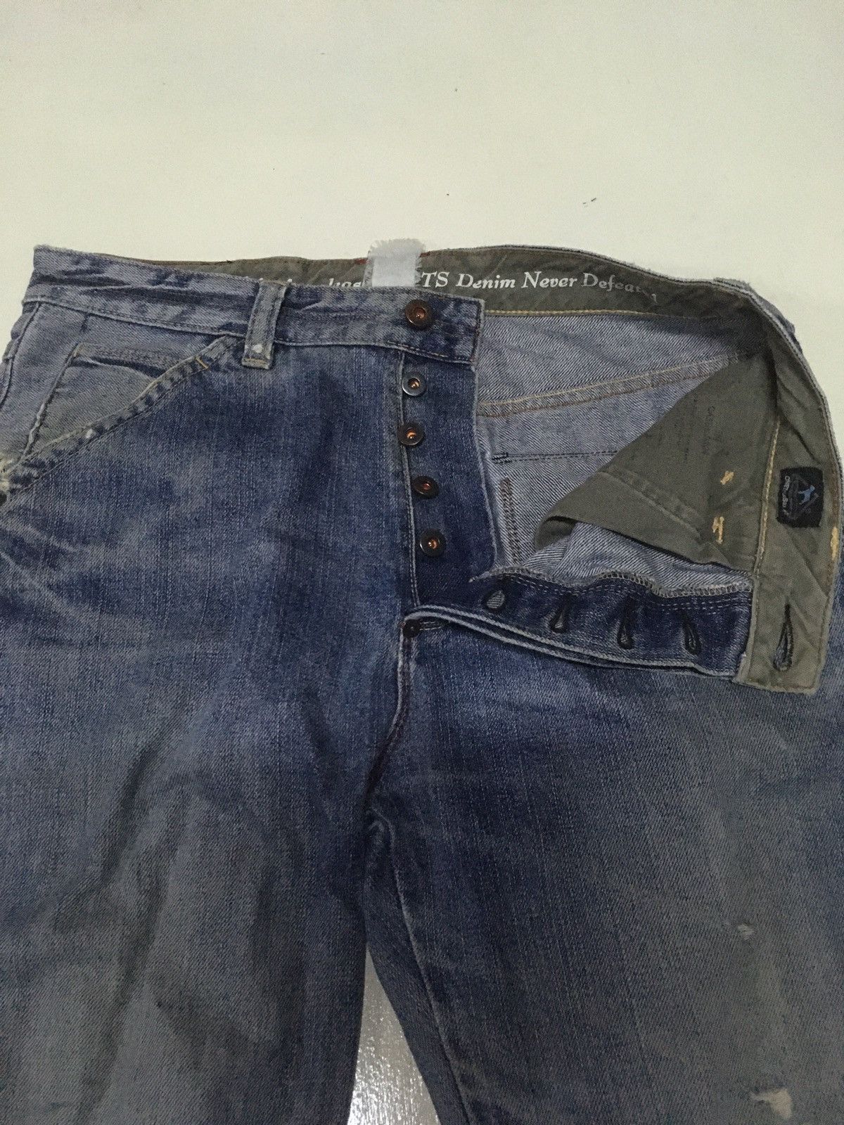 Japanese Brand × Vintage Vintage one true Saxon blue wash distressed denim Size US 33 - 5 Thumbnail