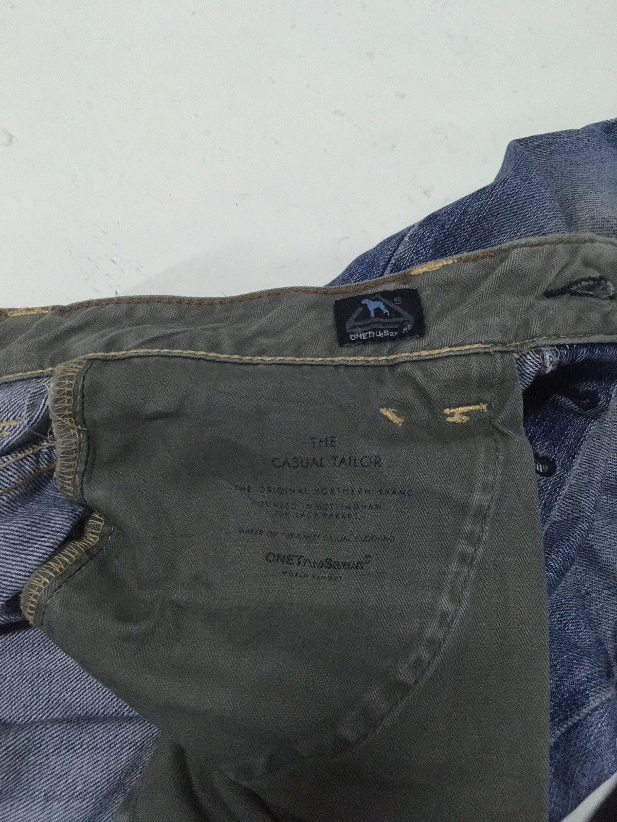 Japanese Brand × Vintage Vintage one true Saxon blue wash distressed denim Size US 33 - 9 Thumbnail