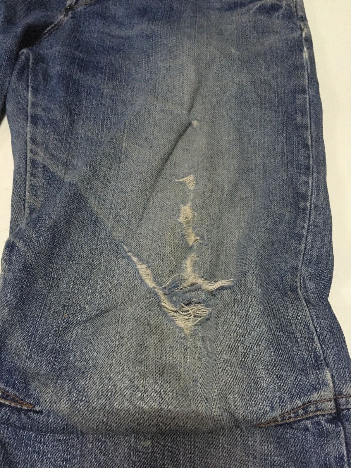 Japanese Brand × Vintage Vintage one true Saxon blue wash distressed denim Size US 33 - 8 Thumbnail