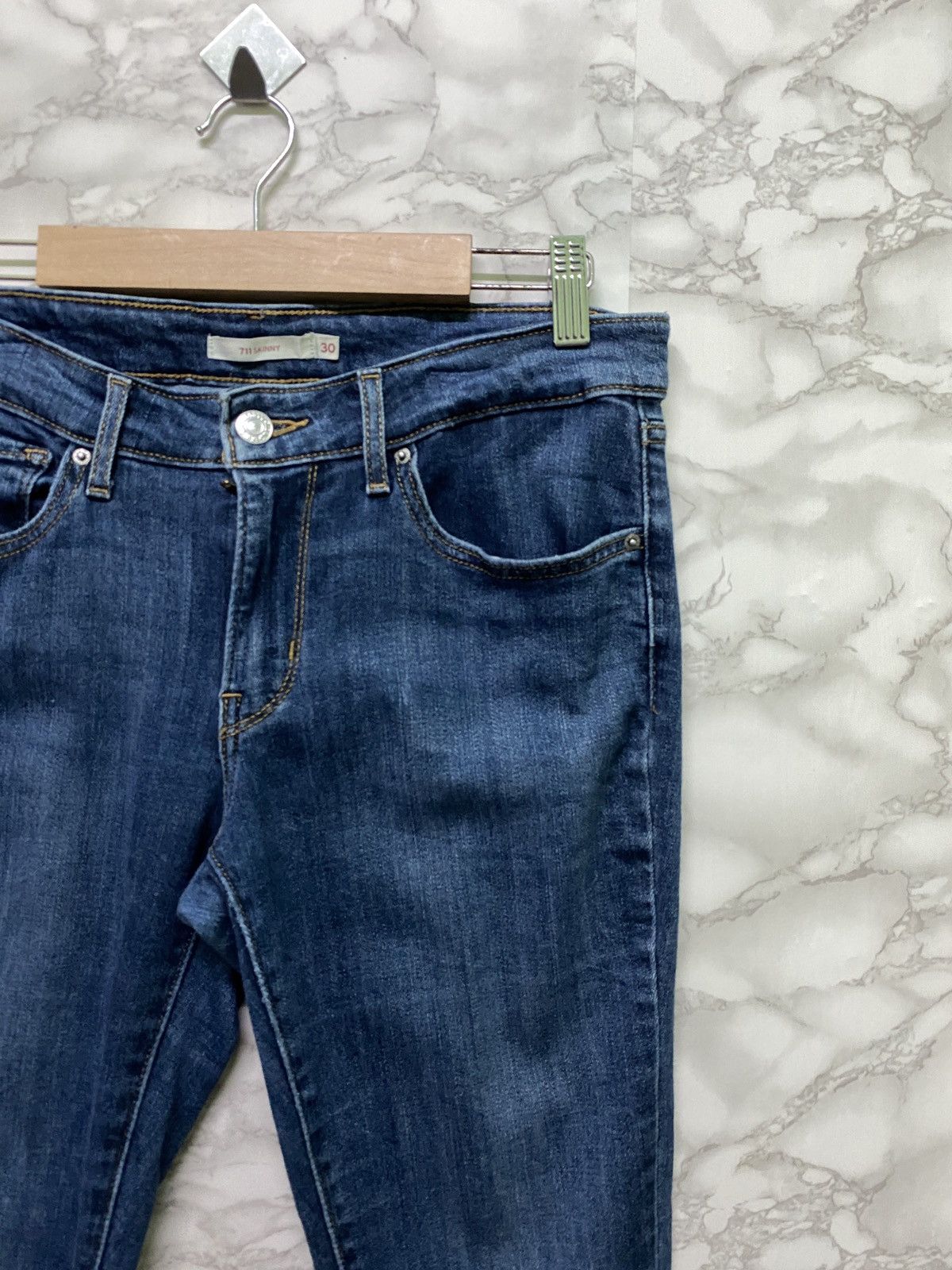 Levi's × Vintage LEVIS 711 Skinny Elastic Jeans Distressed Denim - L14 Size US 30 / EU 46 - 5 Thumbnail